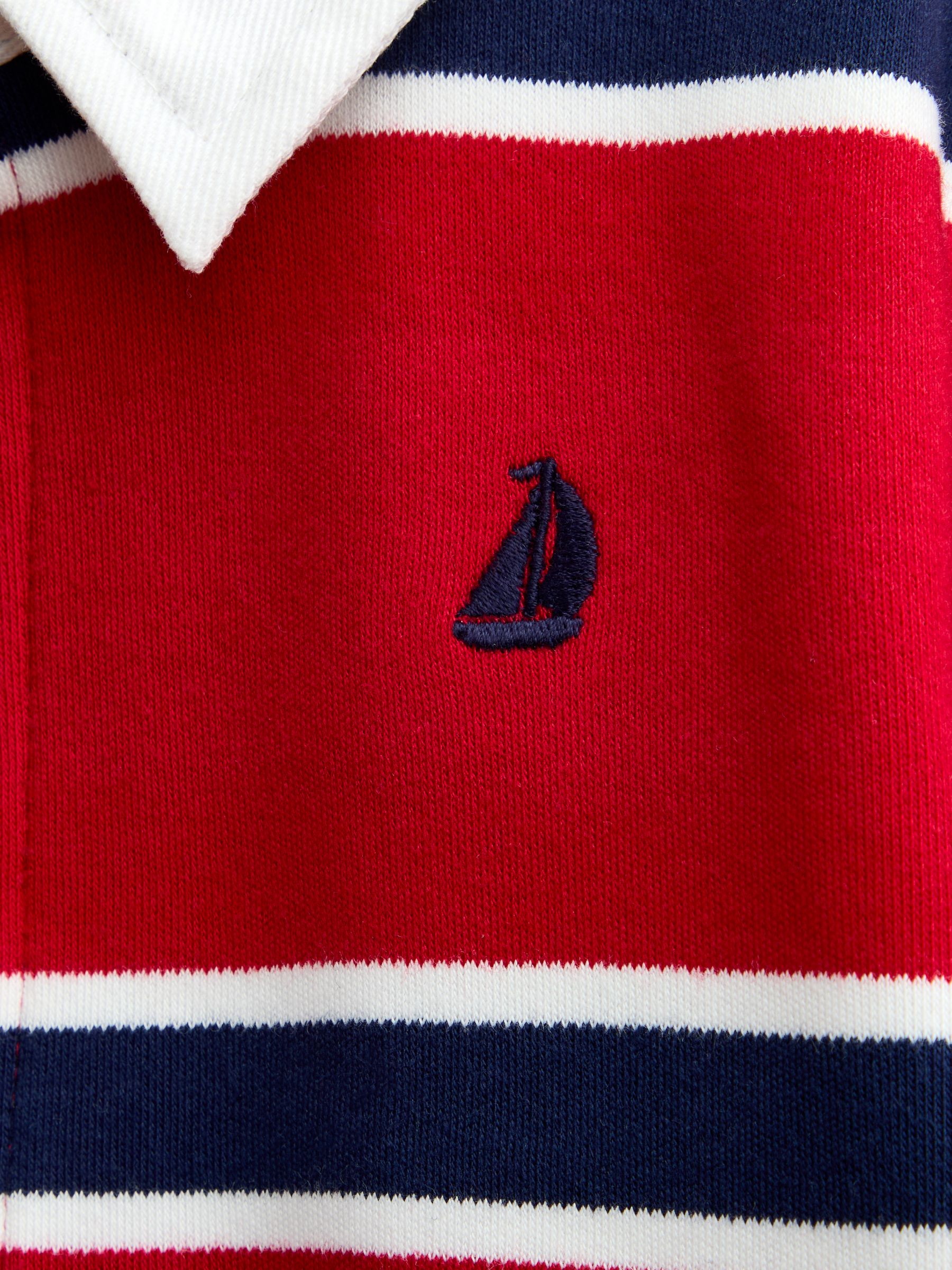 Bright Red Stripe Classic Rugby Top - Image 4 of 4