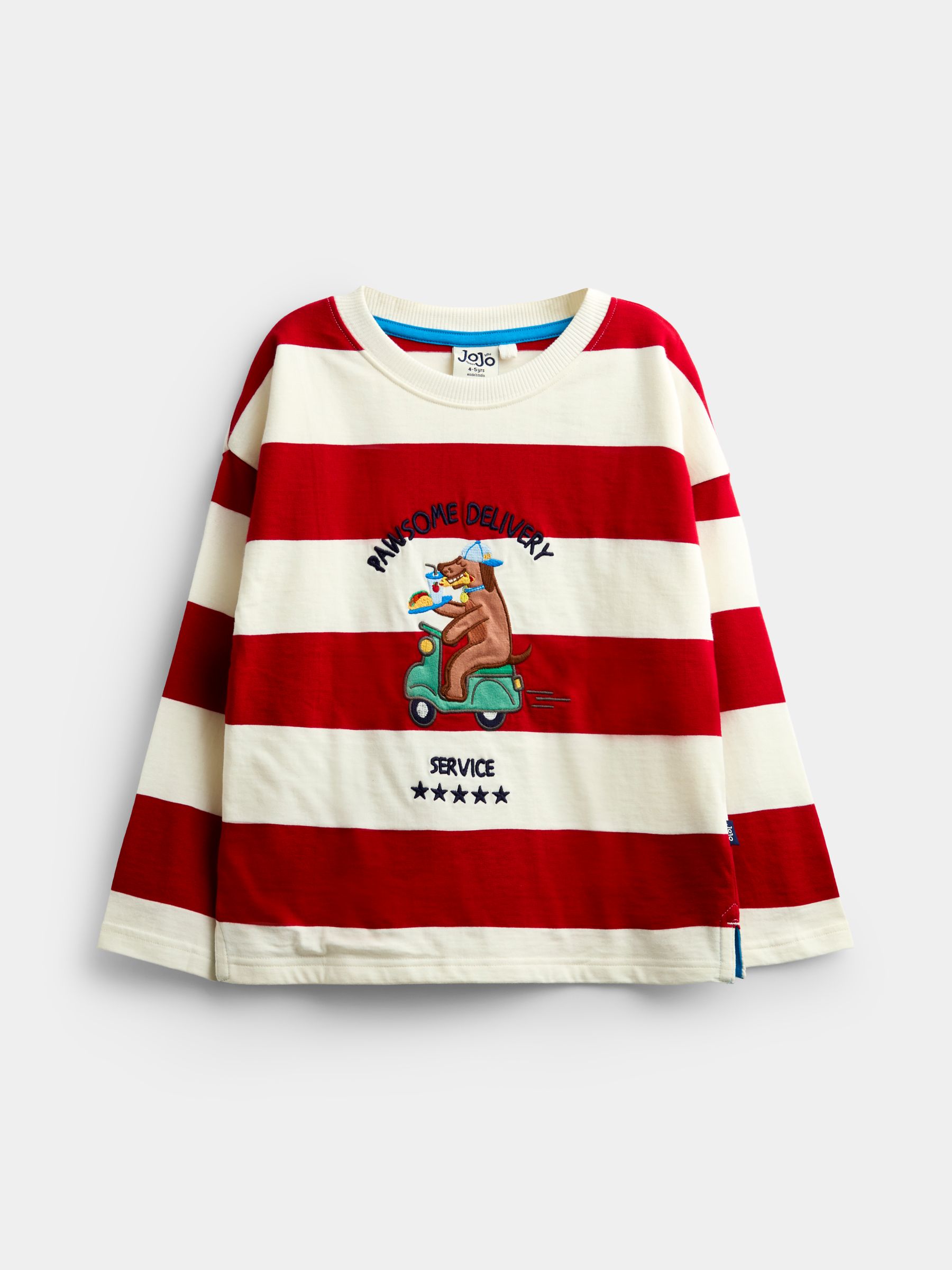 Bright Red Dog Long Sleeve Stripe Appliqué Top - Image 3 of 6