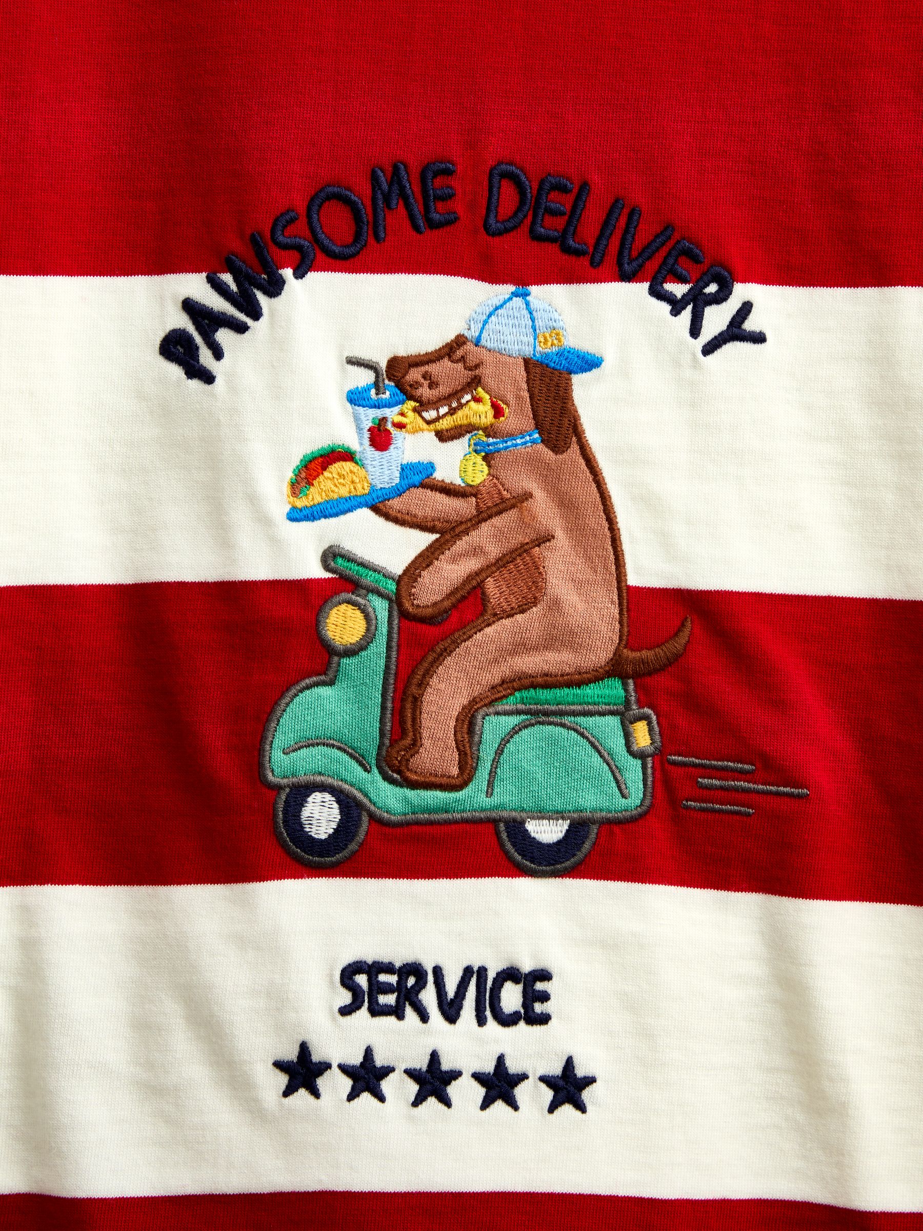 Bright Red Dog Long Sleeve Stripe Appliqué Top - Image 6 of 6