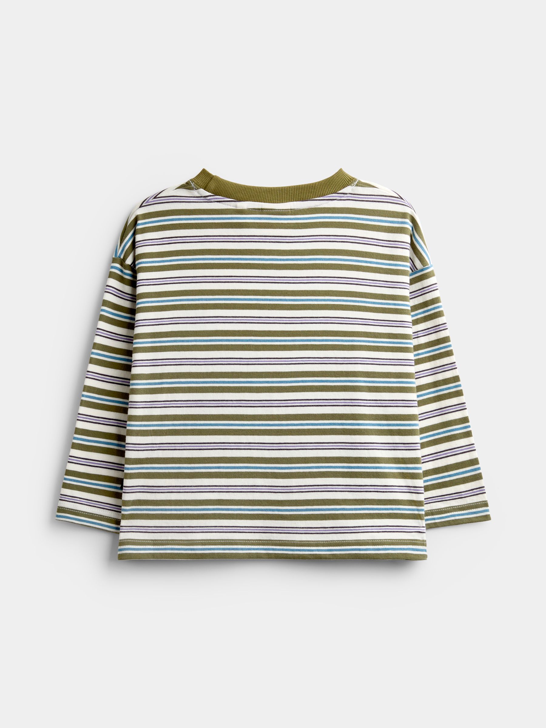 Khaki Green Bear Badge Striped Top - Image 2 of 4