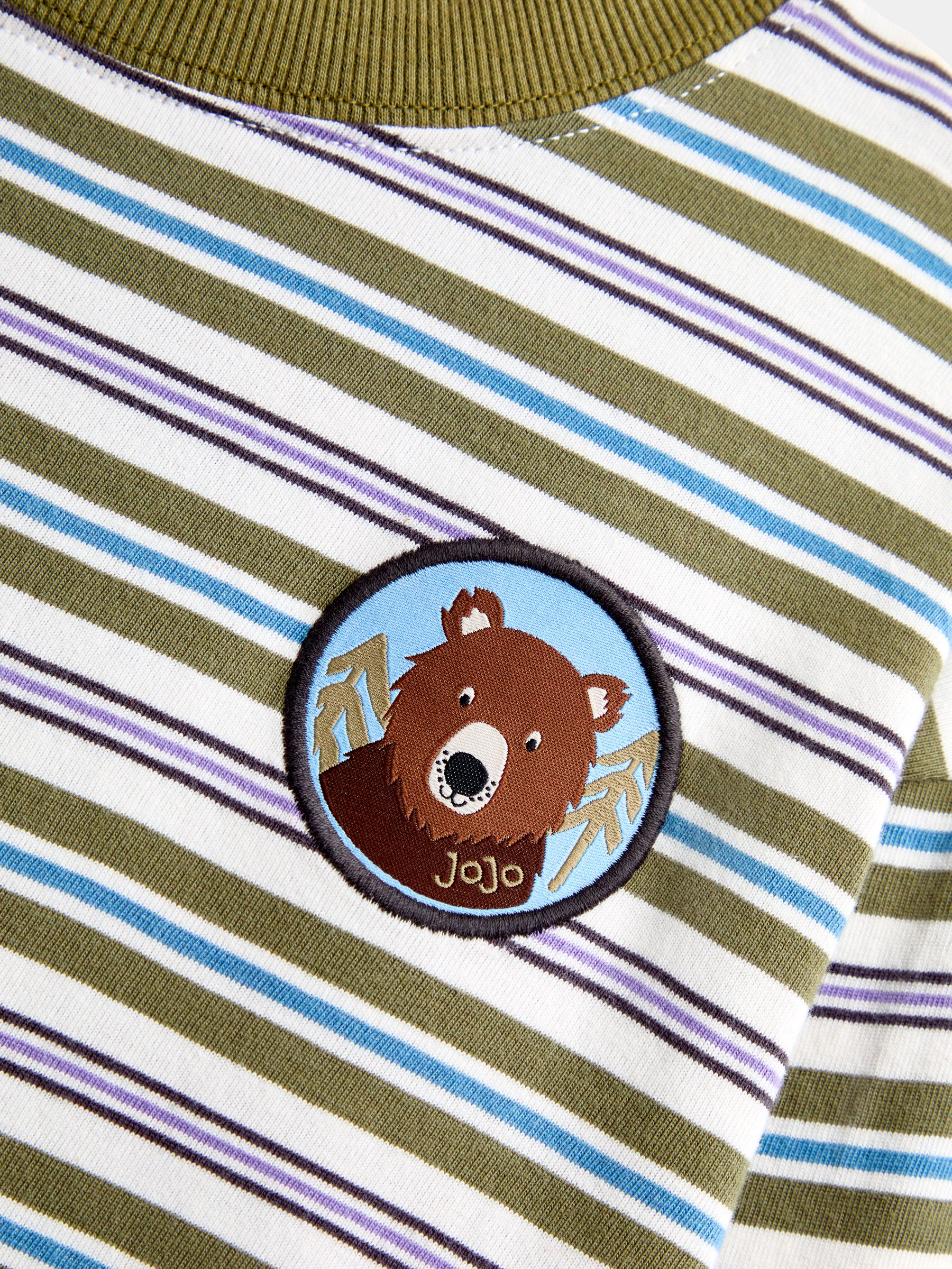Khaki Green Bear Badge Striped Top - Image 4 of 4