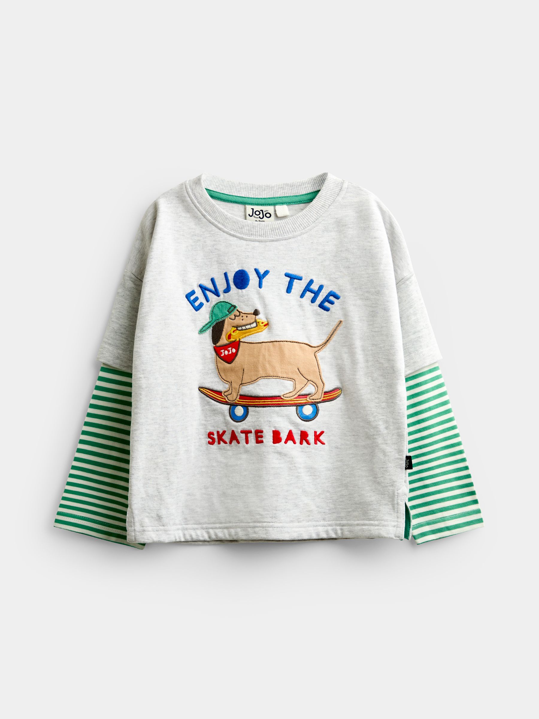 Grey Marl Long Sleeve Skater Top - Image 1 of 4