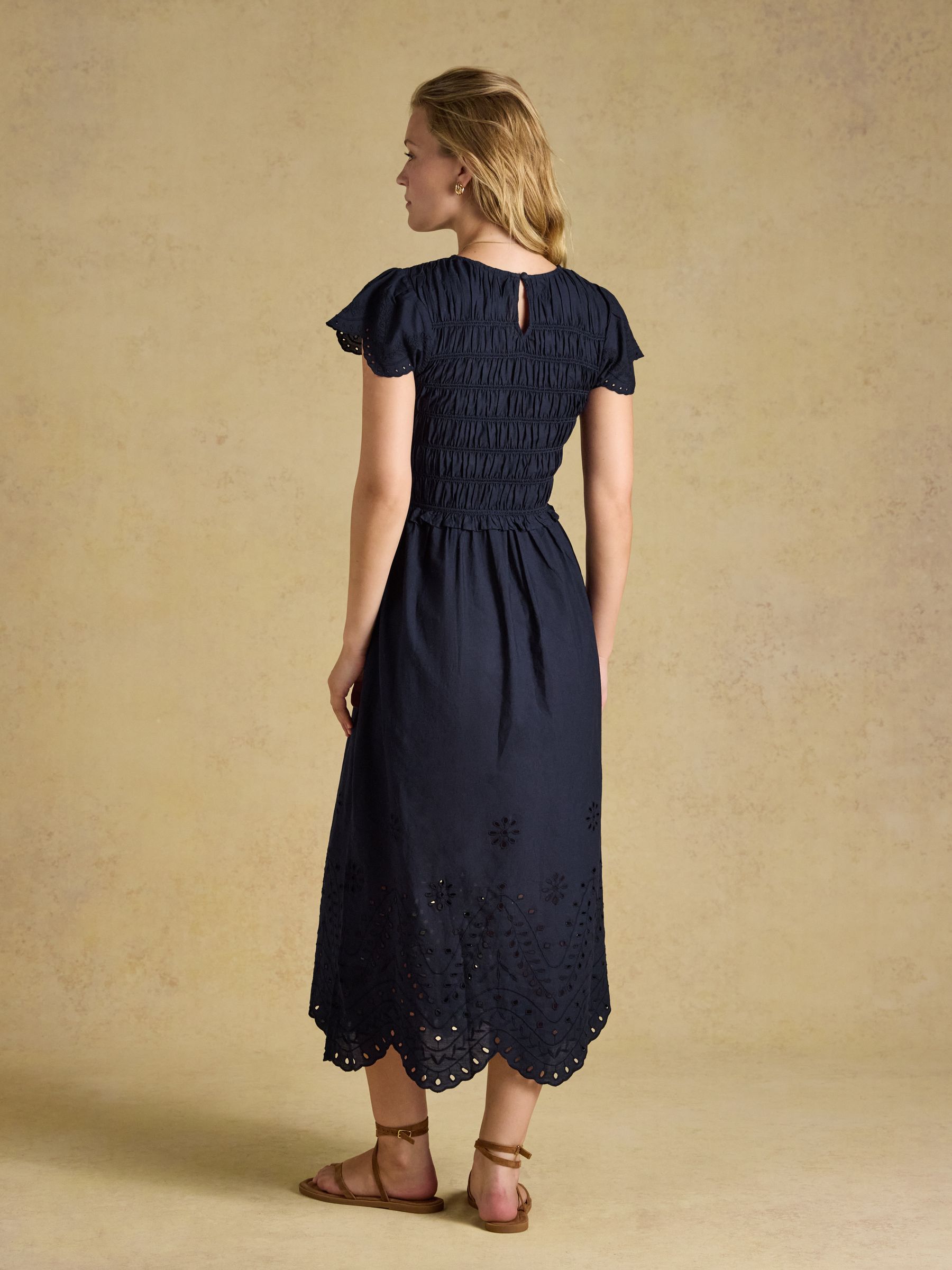 Silvie Navy Broderie Midi Dress - Image 2 of 7 Silvie Navy Broderie Midi Dress - Image 2 of 7