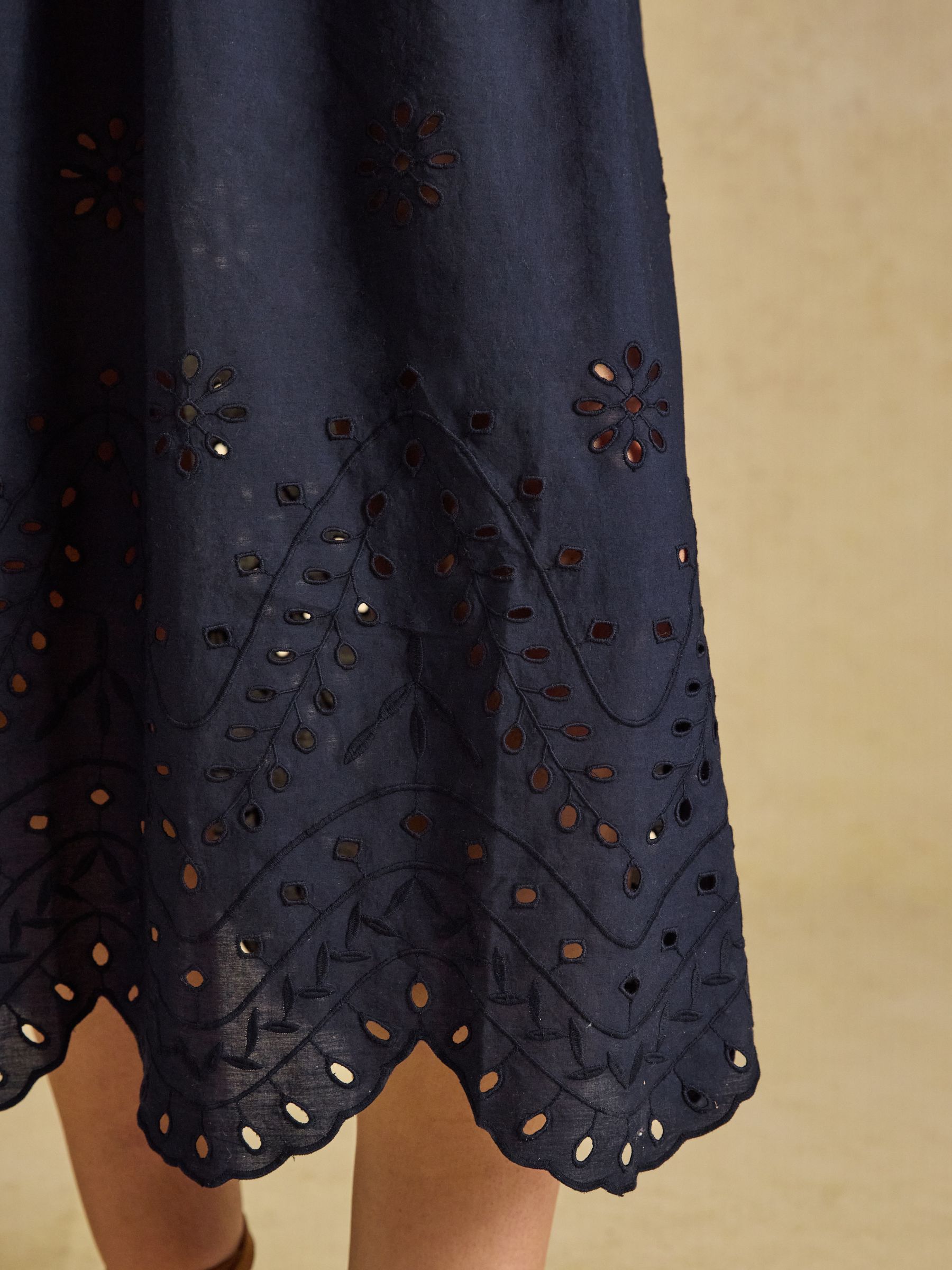 Silvie Navy Broderie Midi Dress - Image 7 of 7