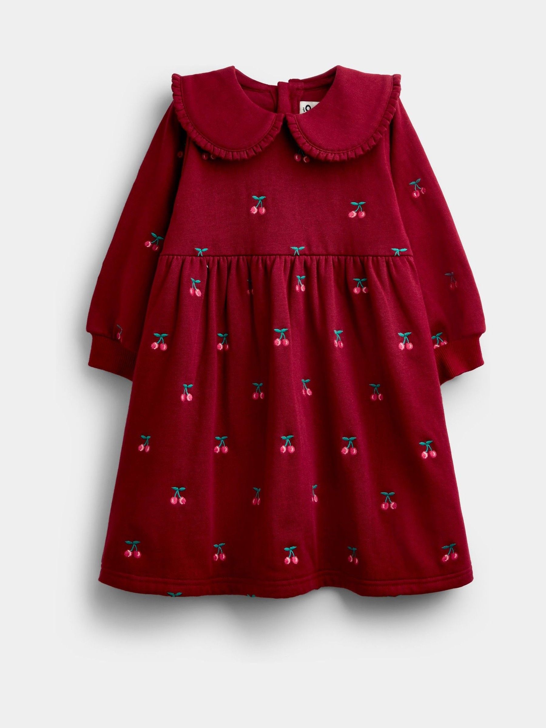 Burgundy Red Cherry Embroidered Sweatshirt Dress - Image 1 of 4 Burgundy Red Cherry Embroidered Sweatshirt Dress - Image 1 of 4