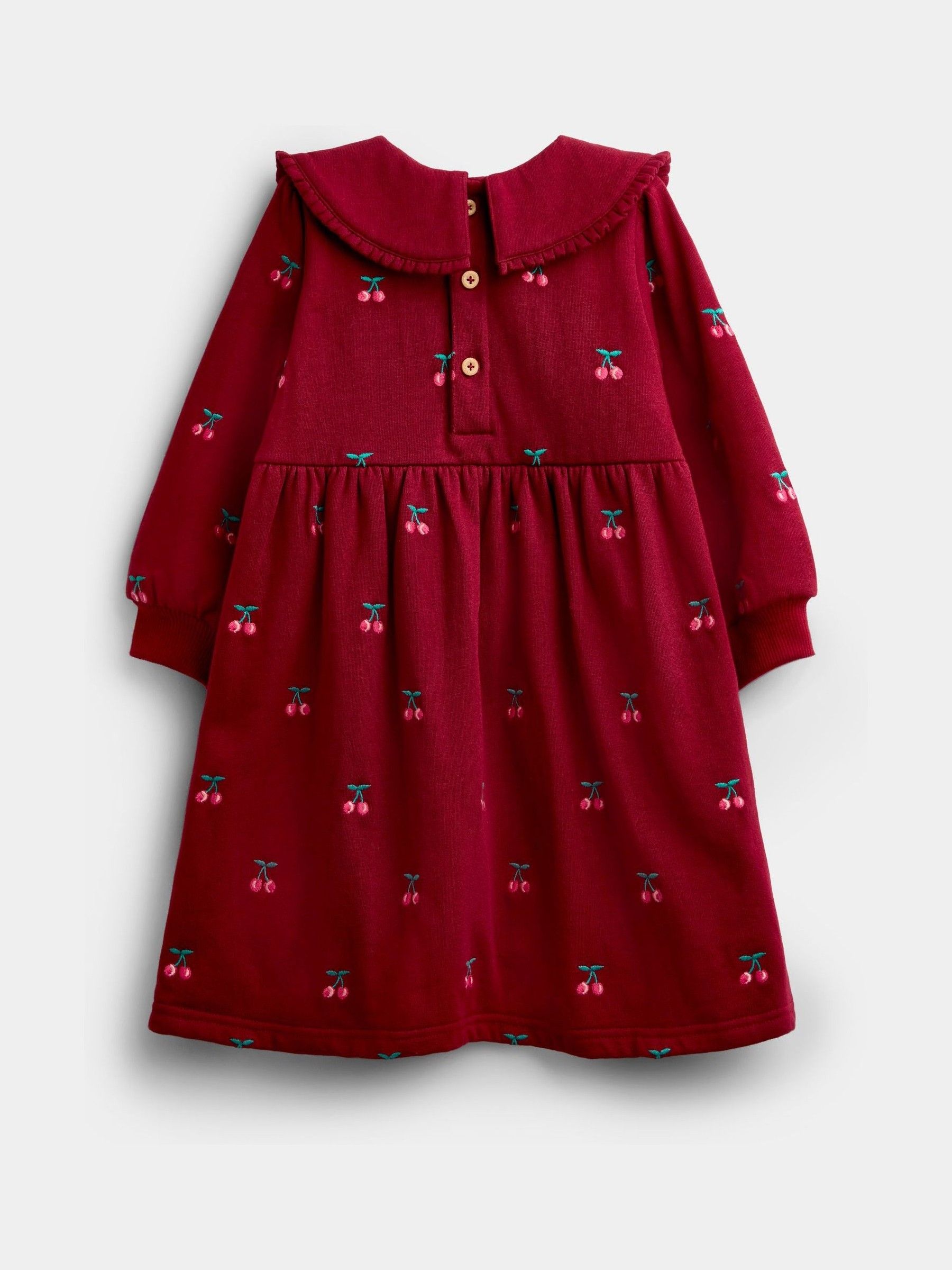 Burgundy Red Cherry Embroidered Sweatshirt Dress - Image 2 of 4