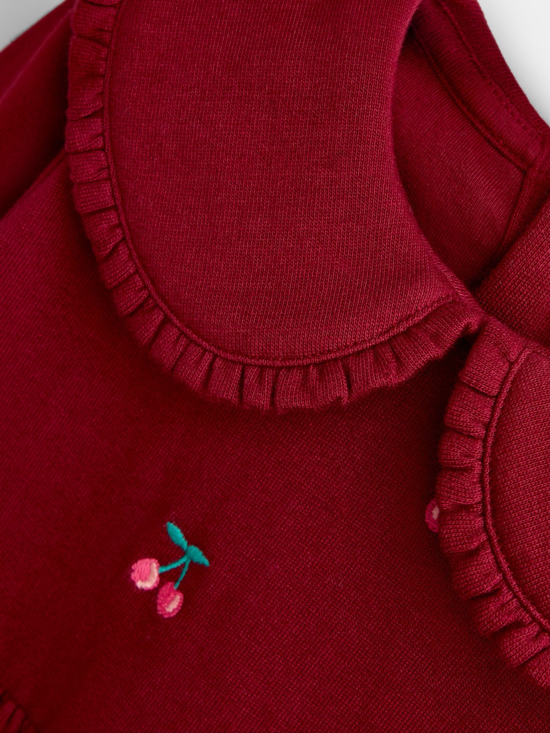 Burgundy Red Cherry Embroidered Sweatshirt Dress - Image 3 of 4