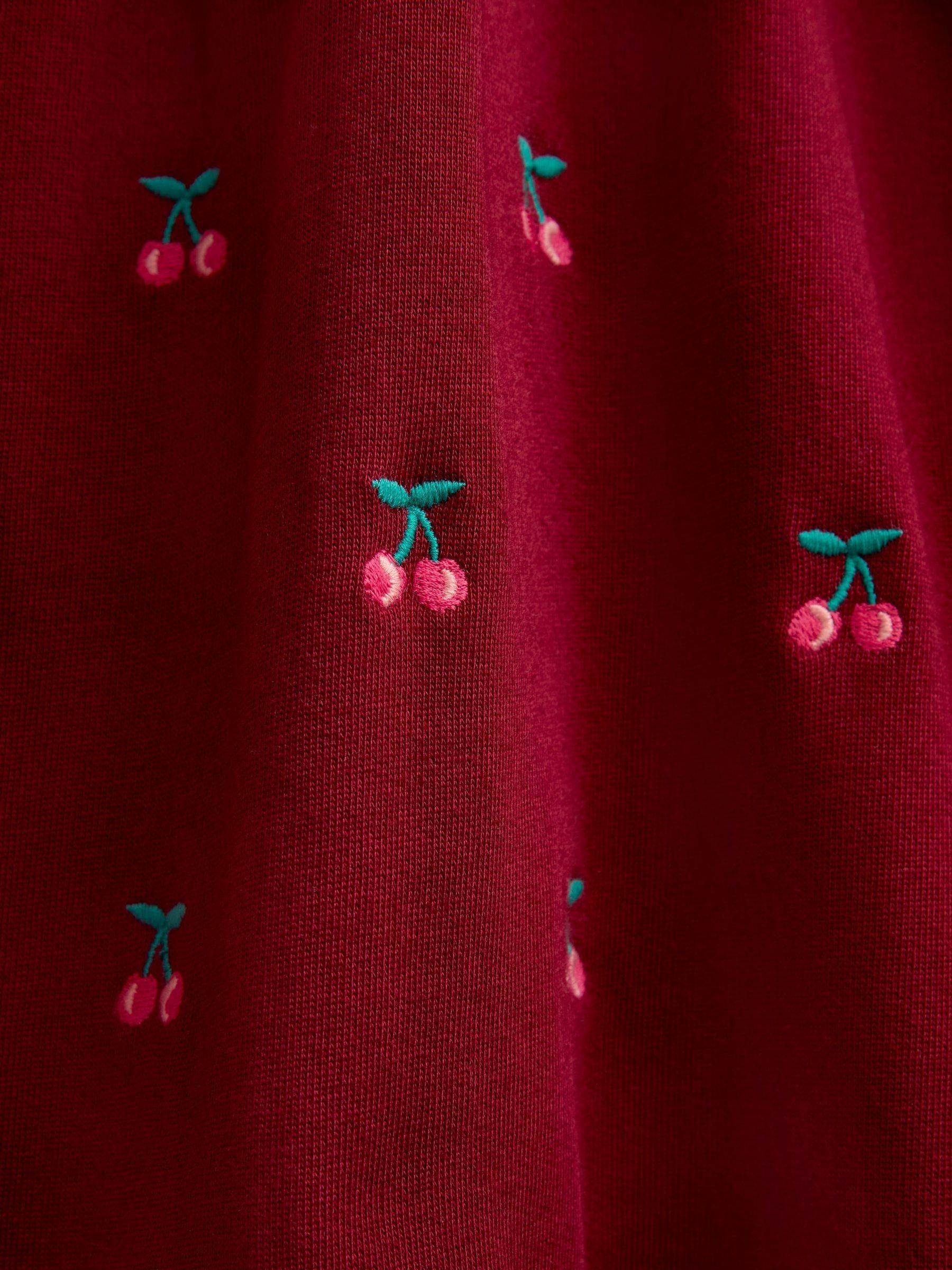 Burgundy Red Cherry Embroidered Sweatshirt Dress - Image 4 of 4 Burgundy Red Cherry Embroidered Sweatshirt Dress - Image 4 of 4