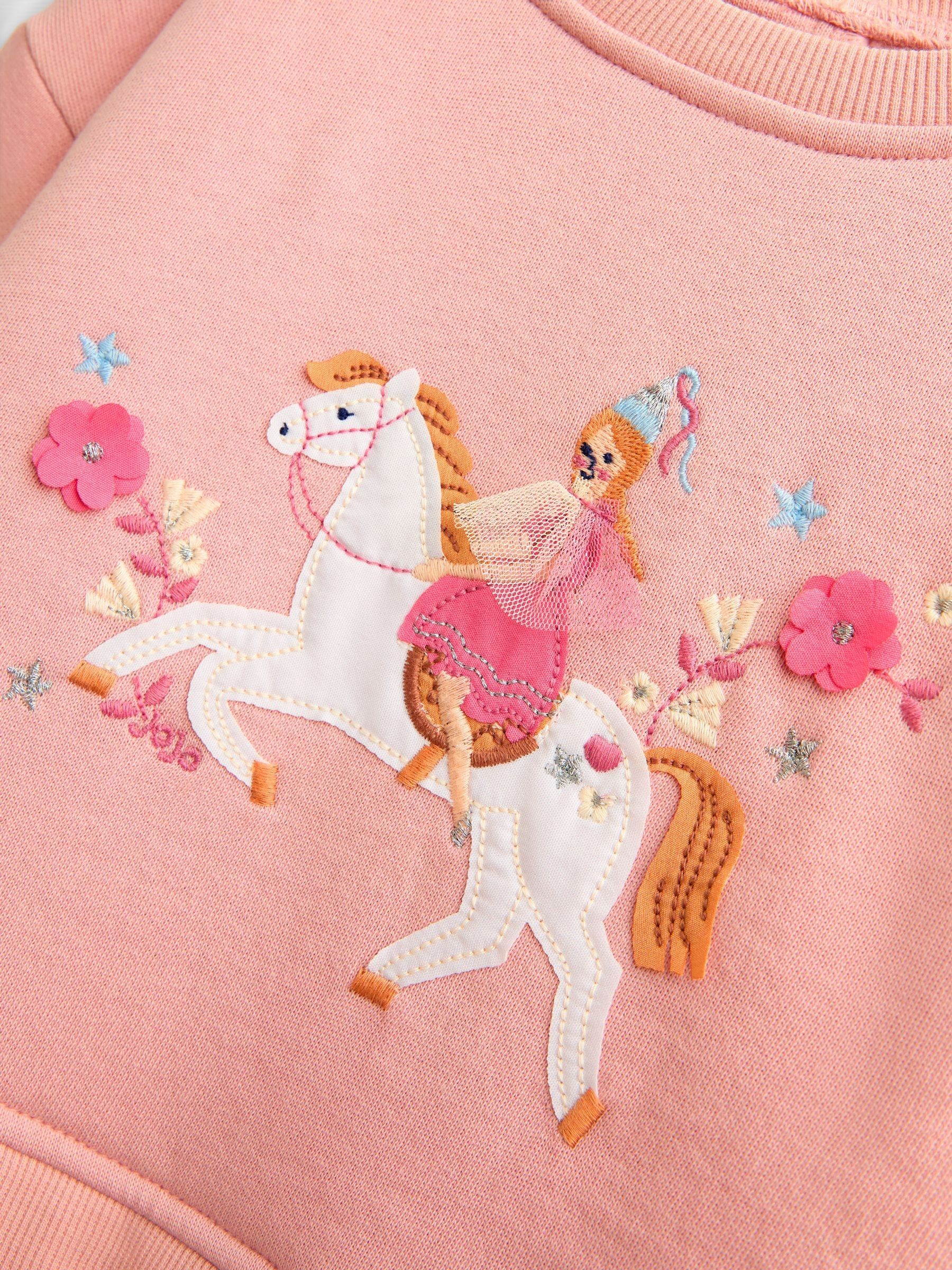 Light Pink Unicorn Appliqué Tulle Combo Dress - Image 3 of 5