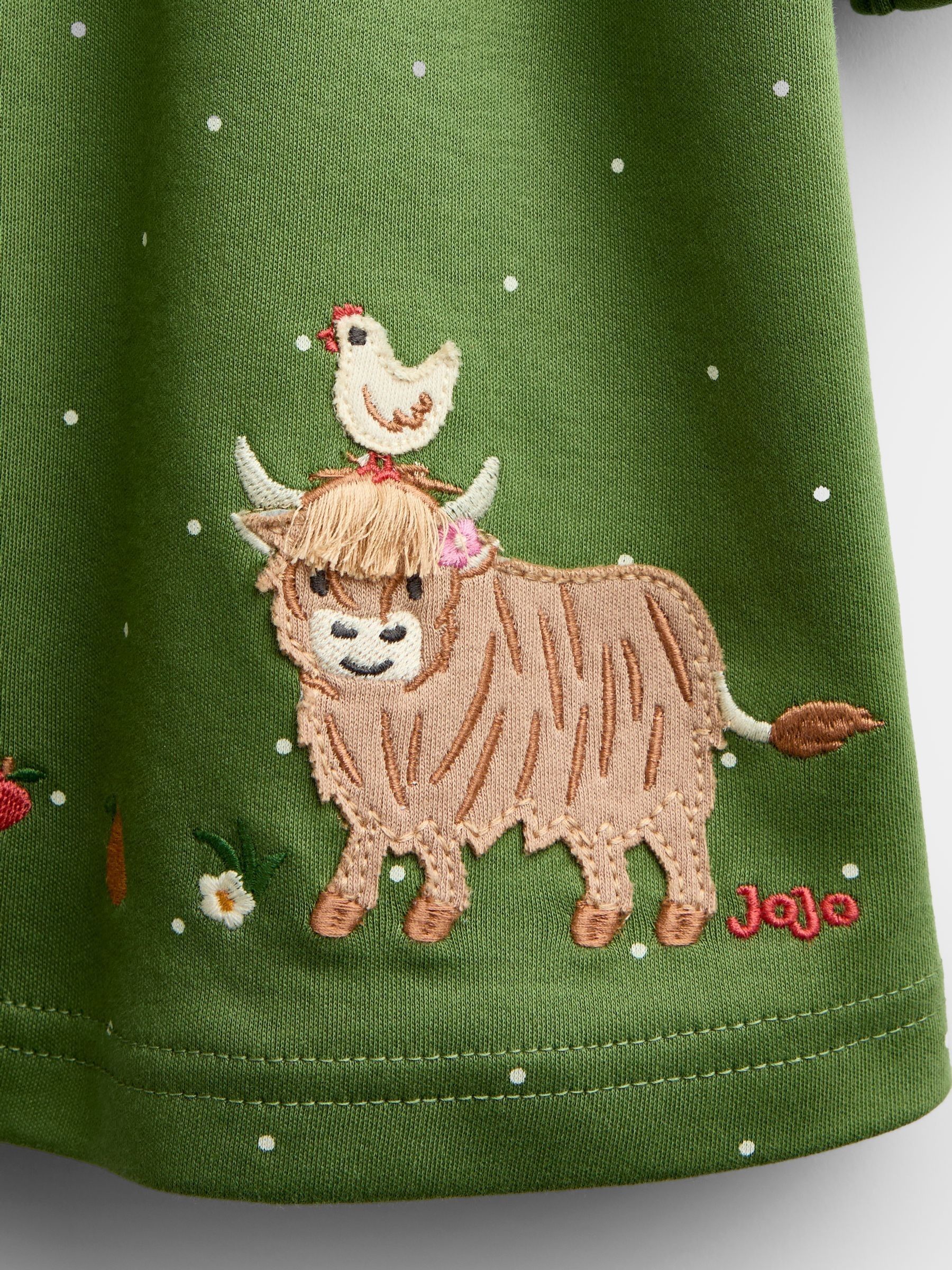 Khaki Green Farm Appliqué Button Front Dress - Image 3 of 4