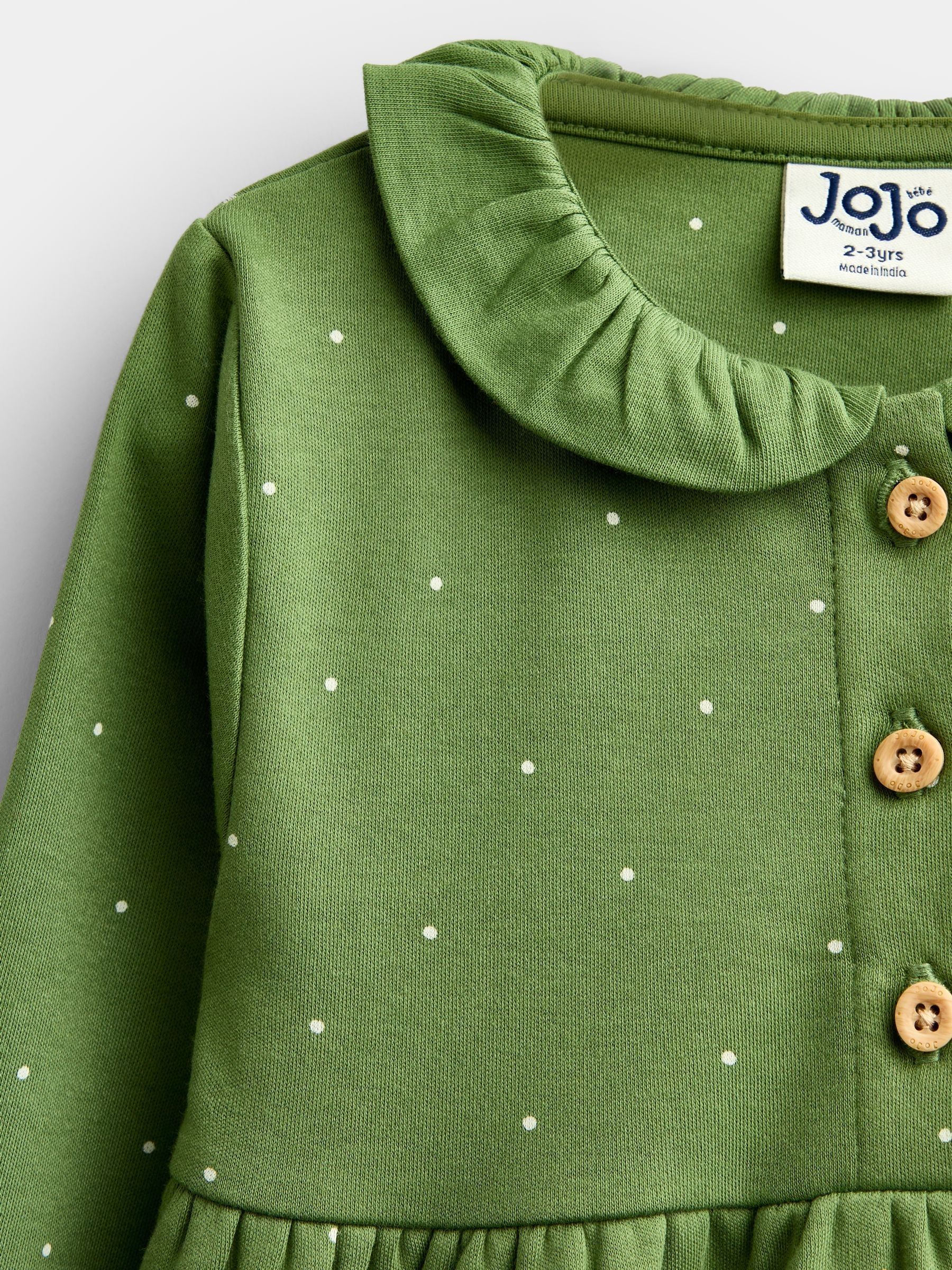 Khaki Green Farm Appliqué Button Front Dress - Image 4 of 4