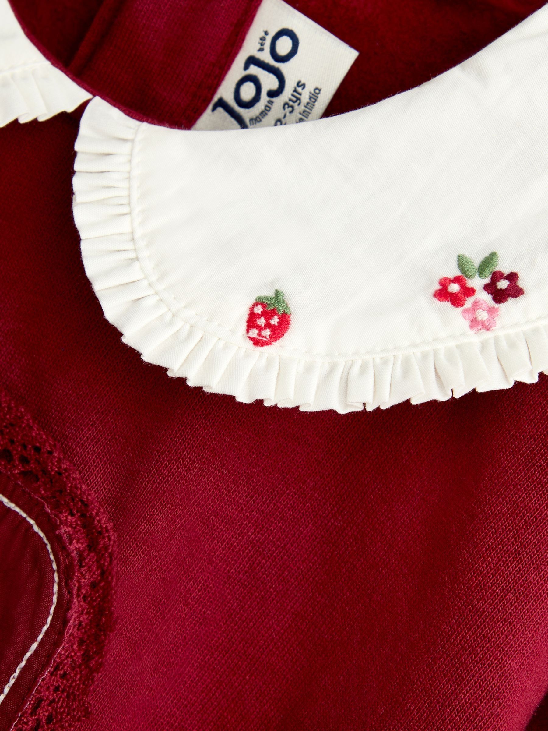 Burgundy Red Floral Appliqué Collar Sweatshirt - Image 3 of 4