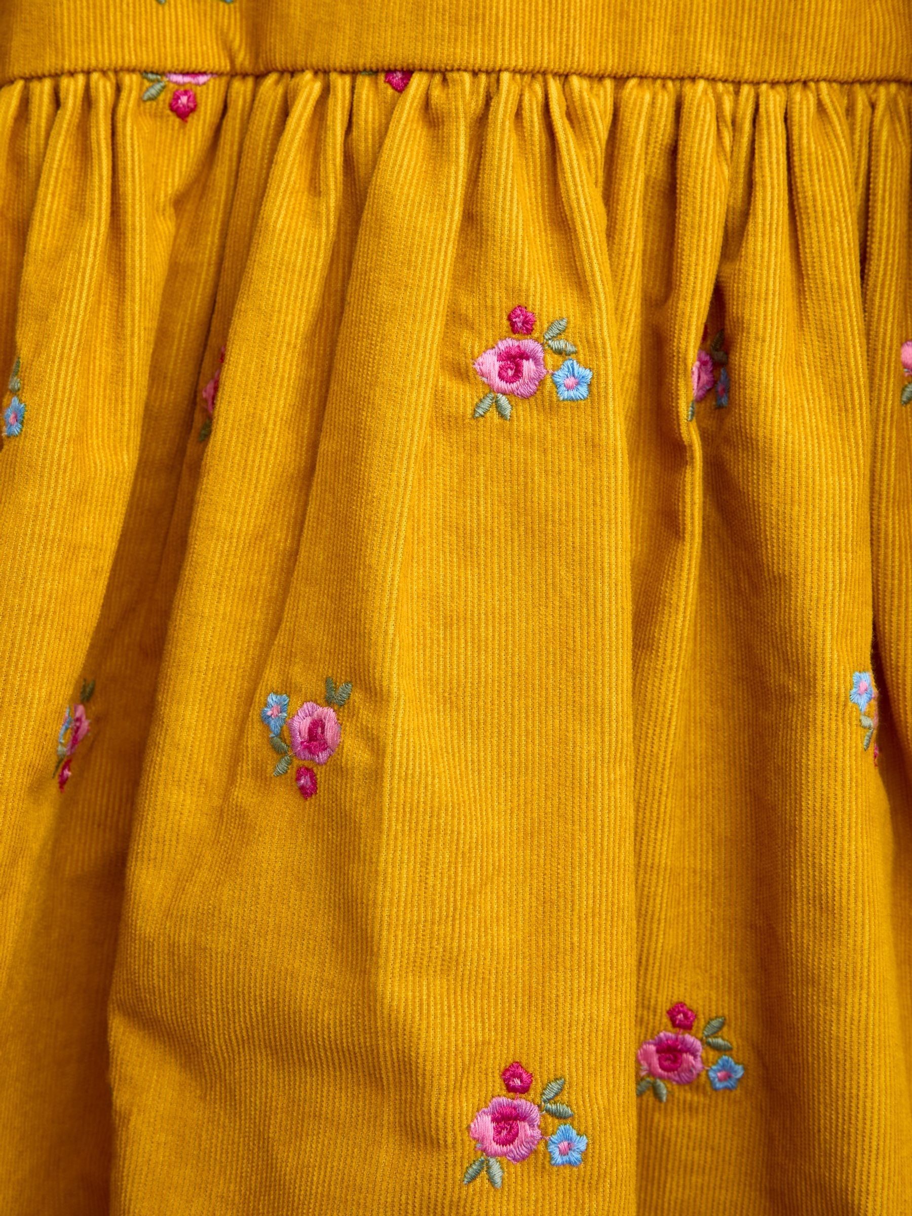 Mustard Yellow Floral Embroidered Cord Dress - Image 5 of 5