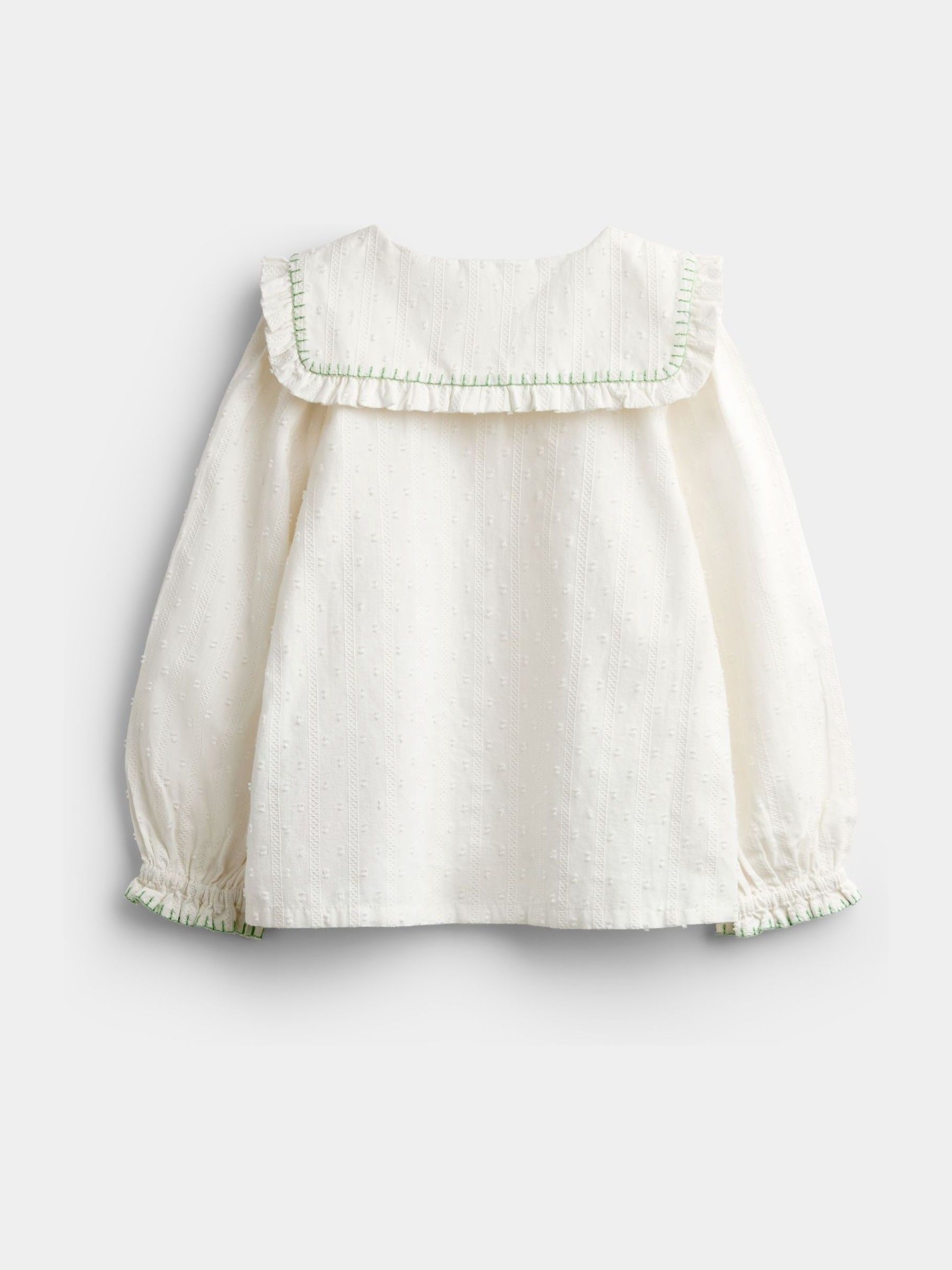 Cream Floral Textured Embroidered Collar Blouse - Image 2 of 4