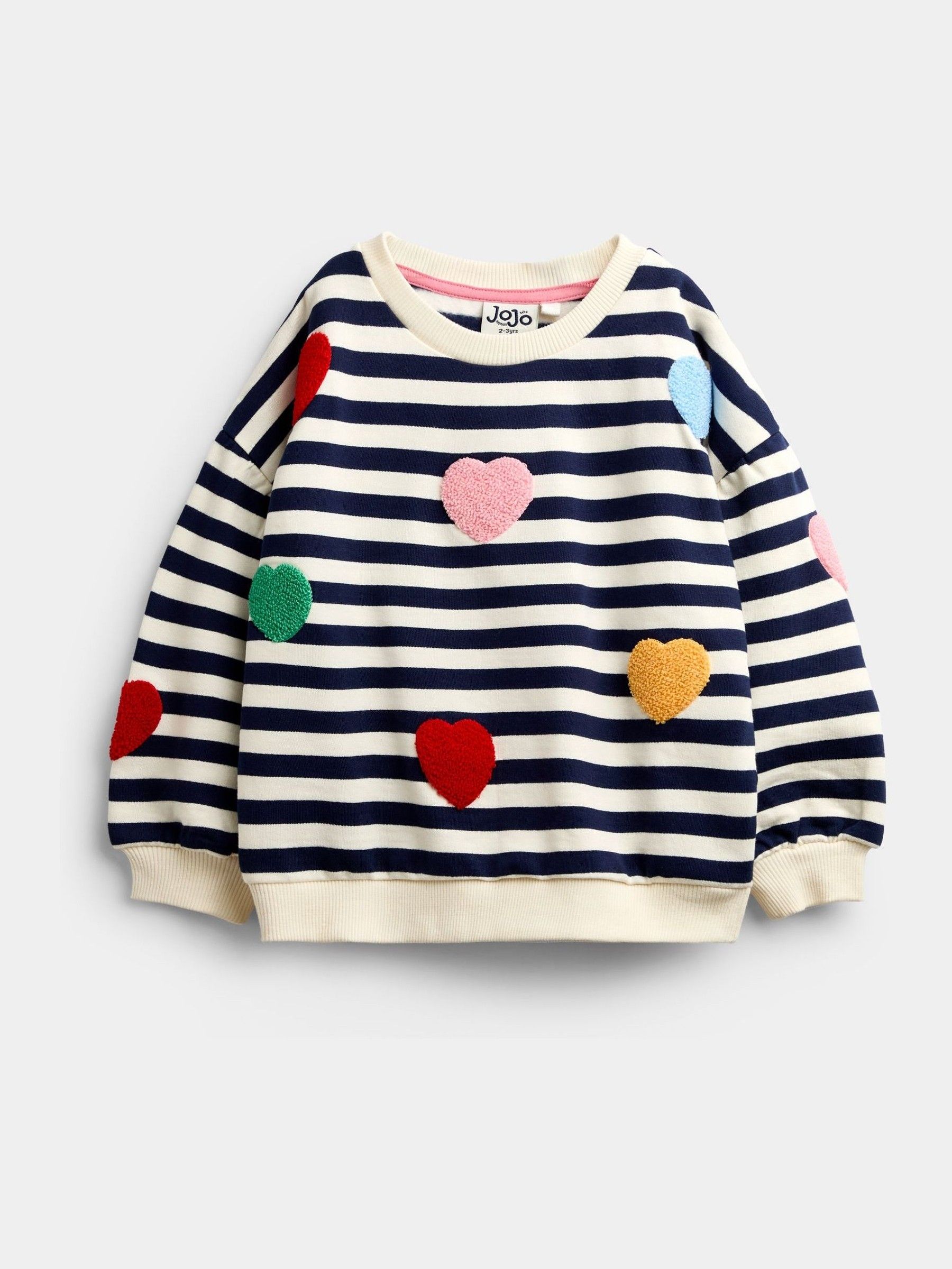 Navy Stripe Boucle Heart Tulle Sweatshirt - Image 2 of 5