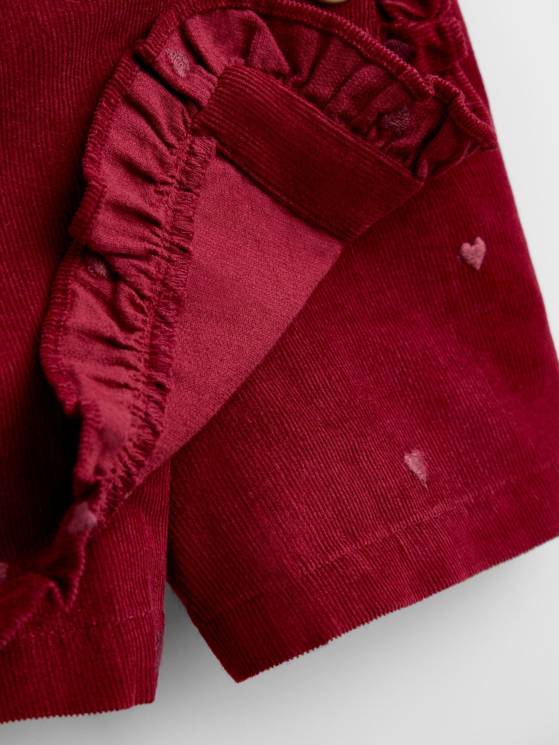 Burgundy Red Heart Embroidered Cord Skort - Image 3 of 4