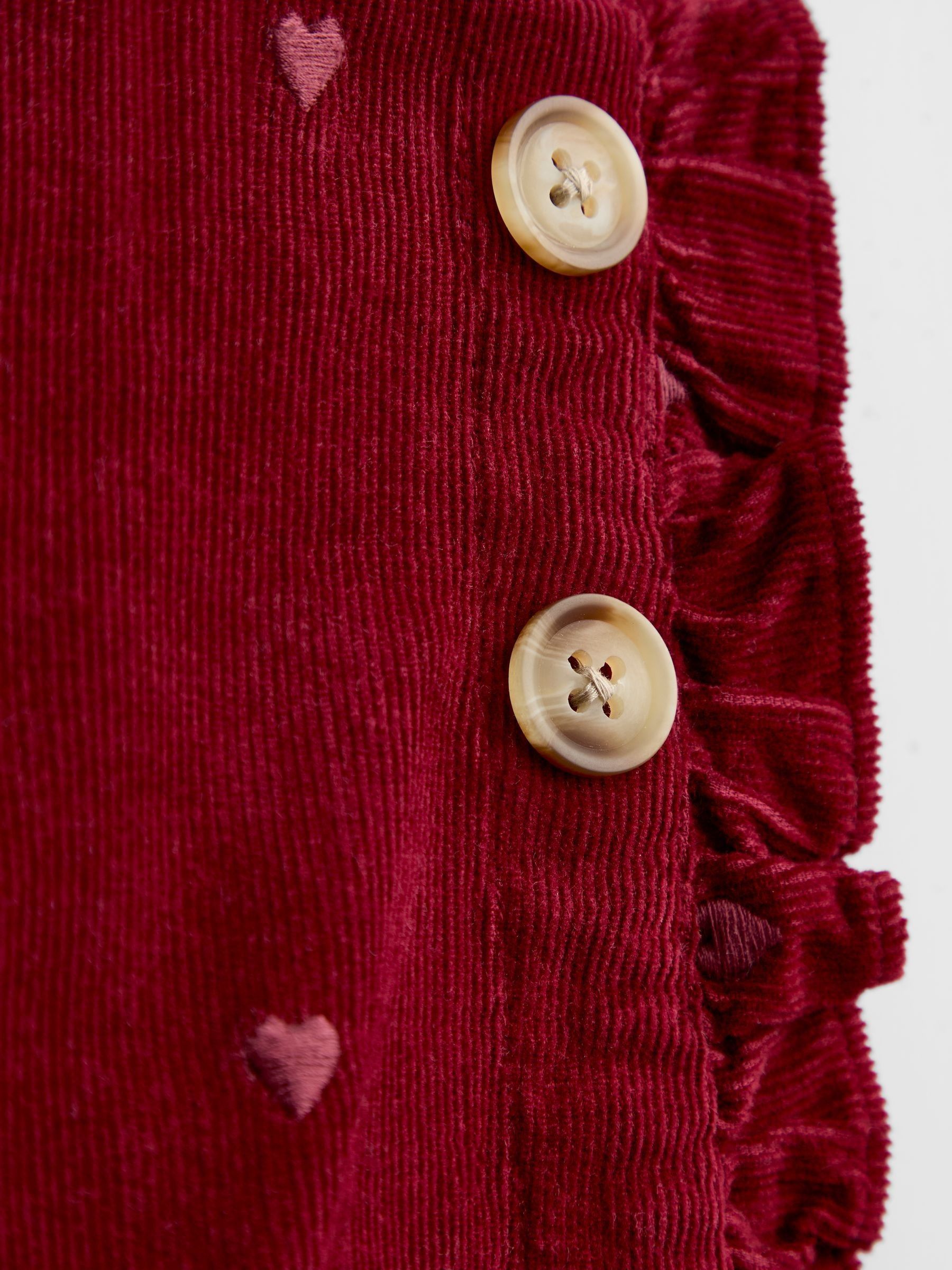 Burgundy Red Heart Embroidered Cord Skort - Image 4 of 4