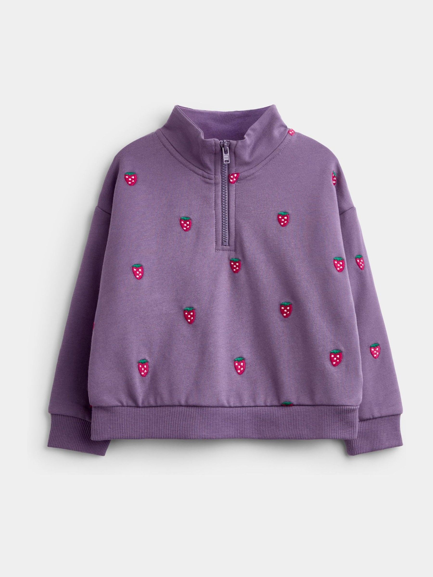 Dark Purple Strawberry Embroidered Sweatshirt And Skirt Set - Image 2 of 6 Dark Purple Strawberry Embroidered Sweatshirt And Skirt Set - Image 2 of 6