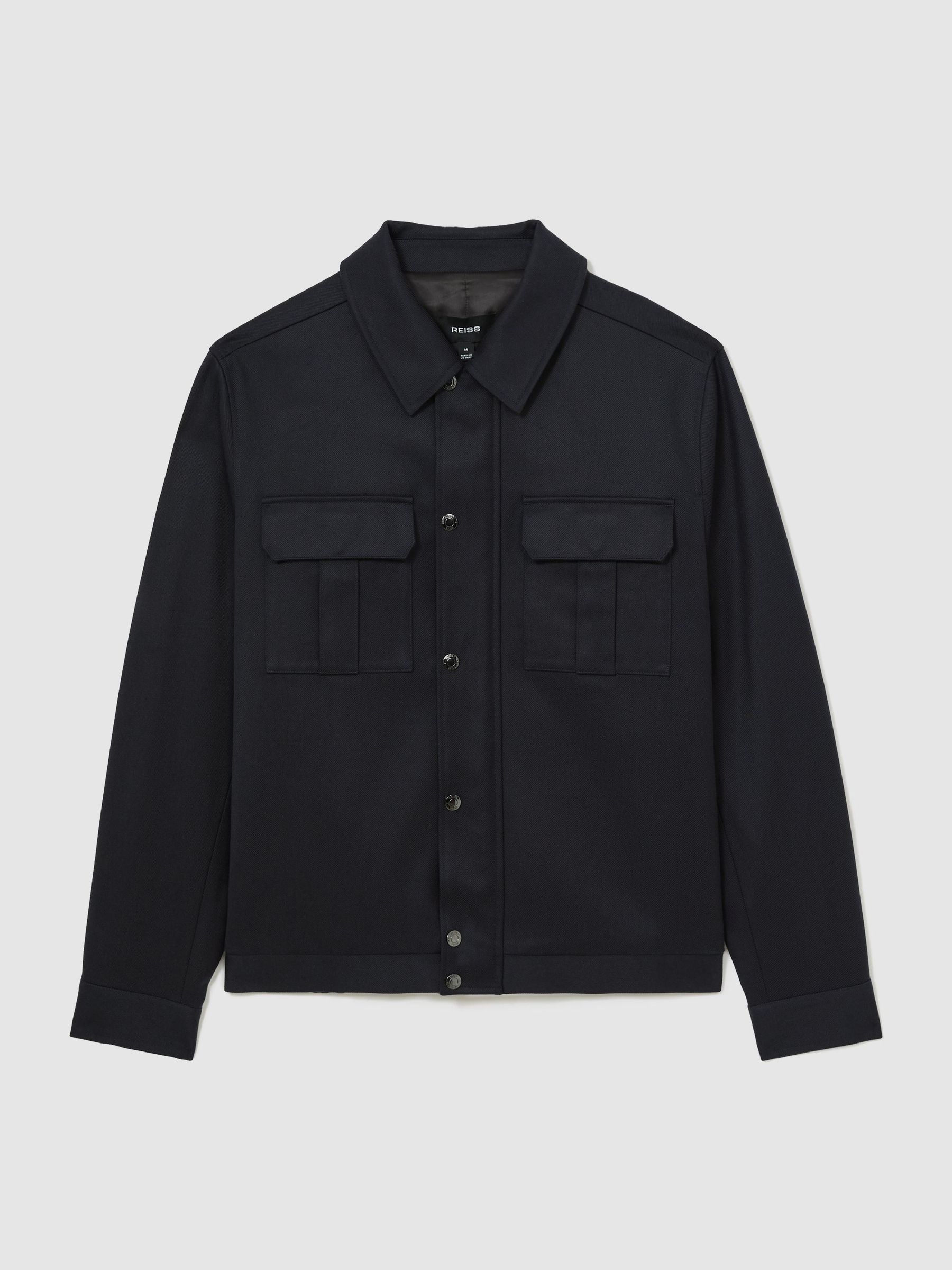 Lyocell-Cotton Twill Bomber Jacket in Navy - Image 2 of 7
