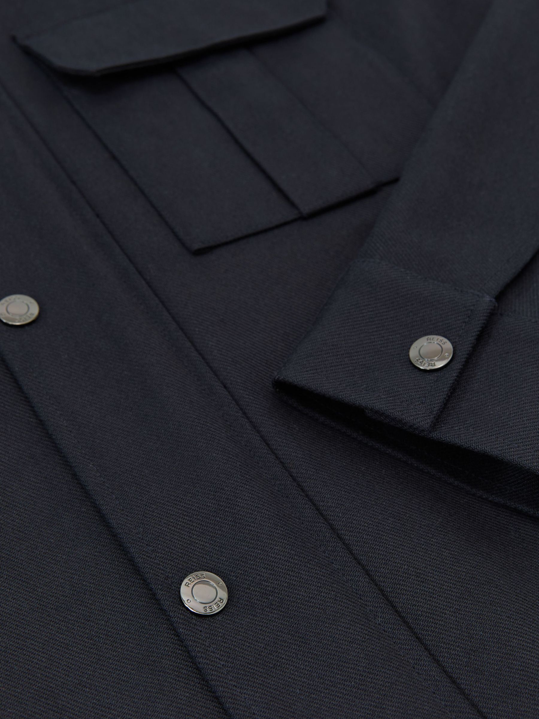 Lyocell-Cotton Twill Bomber Jacket in Navy - Image 7 of 7