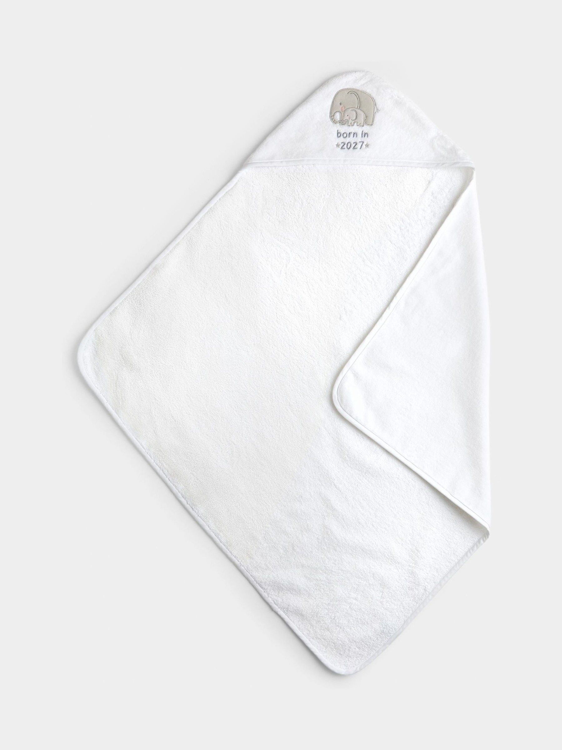 Light Grey Born in 2027 Hooded Towel & Wash Mitt - Image 2 of 6 Light Grey Born in 2027 Hooded Towel & Wash Mitt - Image 2 of 6
