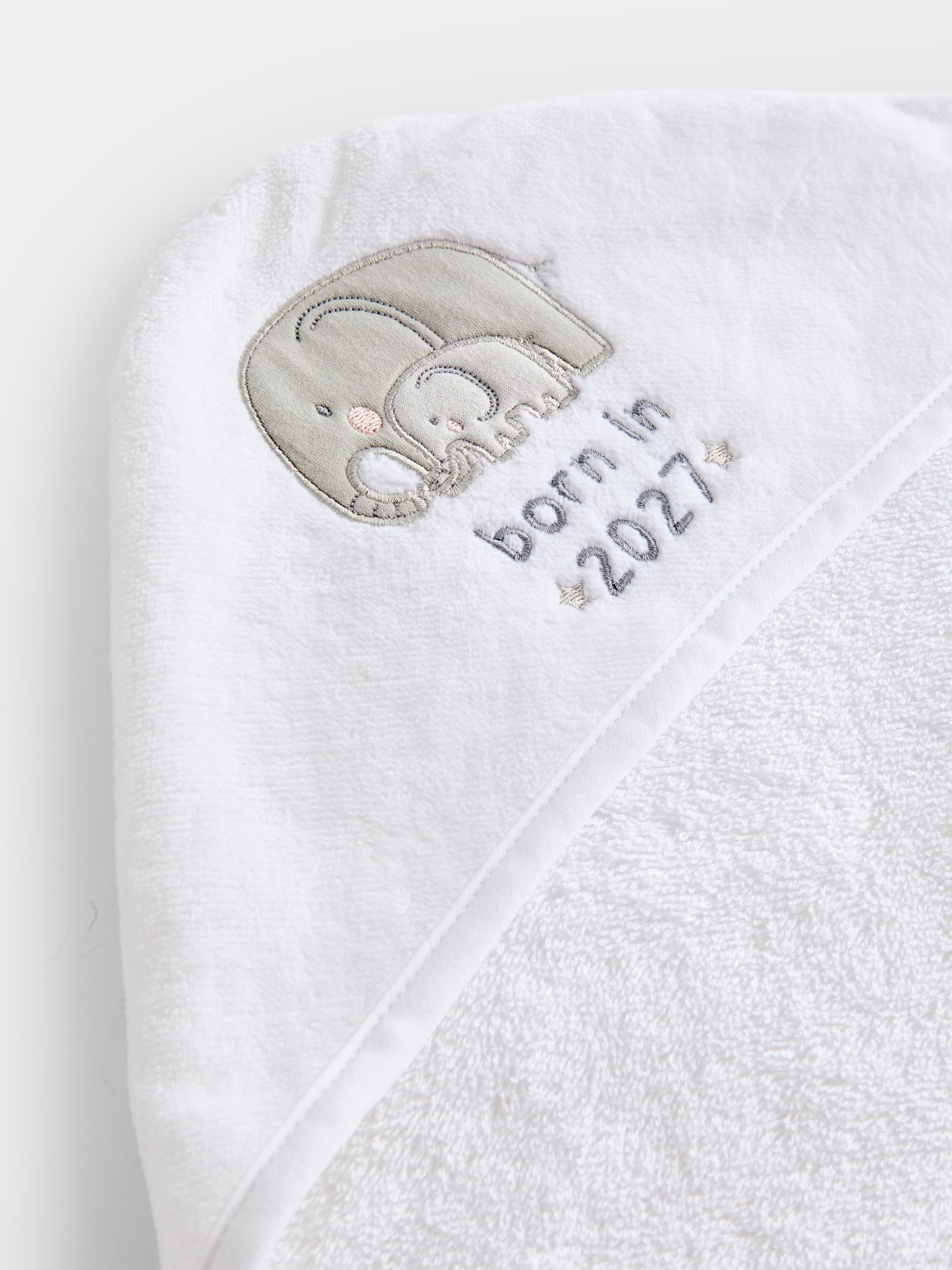 Light Grey Born in 2027 Hooded Towel & Wash Mitt - Image 6 of 6 Light Grey Born in 2027 Hooded Towel & Wash Mitt - Image 6 of 6