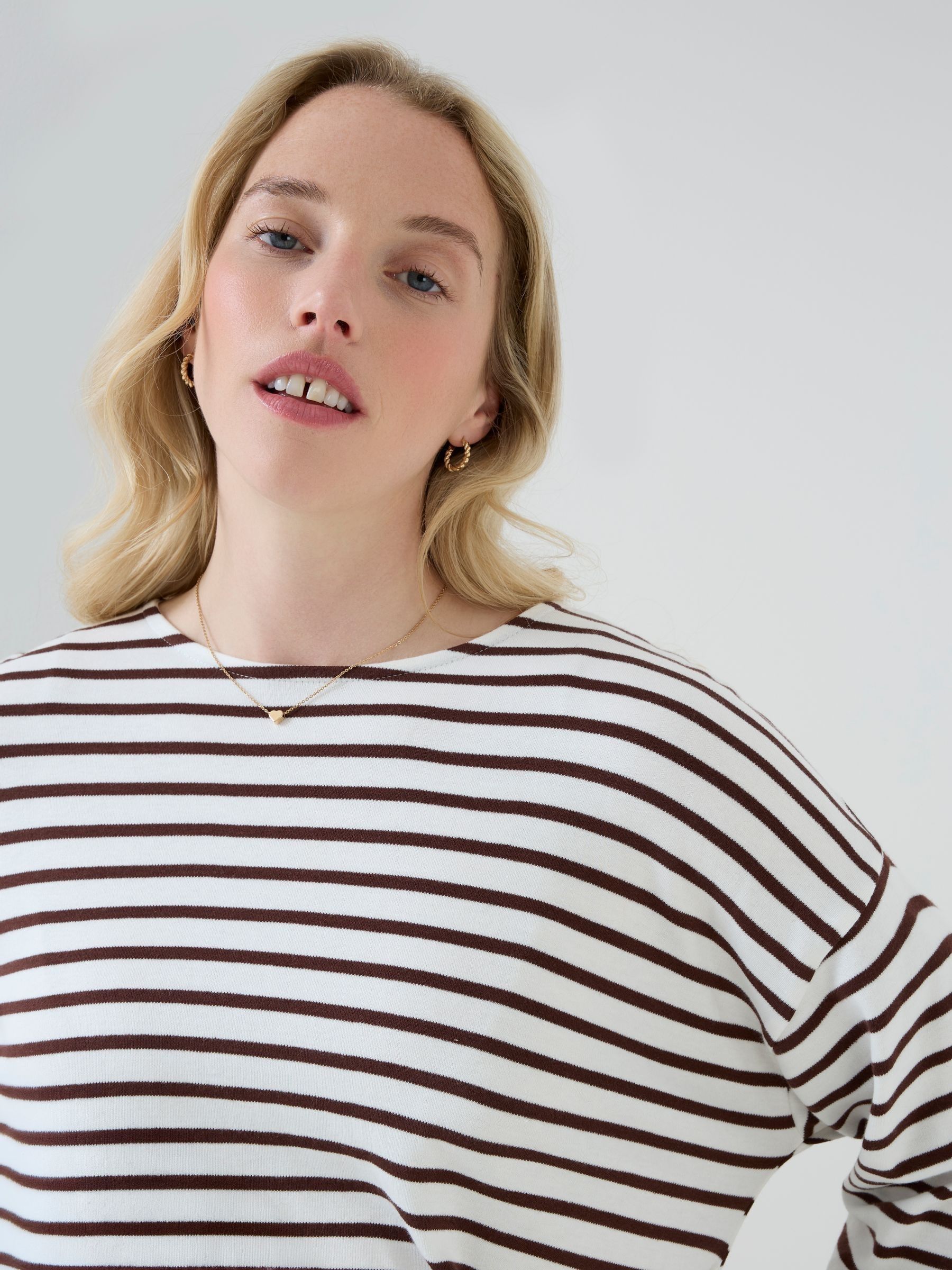 Cream Stripe Long Sleeve Maternity T-Shirt Dress - Image 4 of 4 Cream Stripe Long Sleeve Maternity T-Shirt Dress - Image 4 of 4