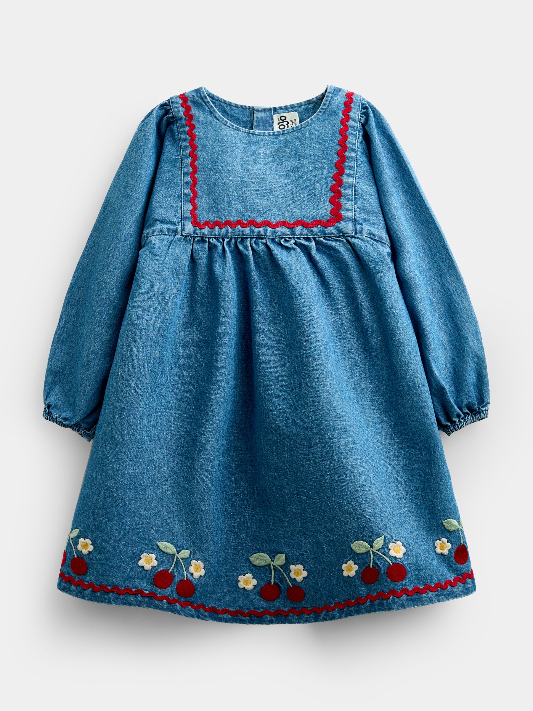 Denim Cherry Embroidered Denim Dress & Quilted Waistcoat - Image 4 of 9