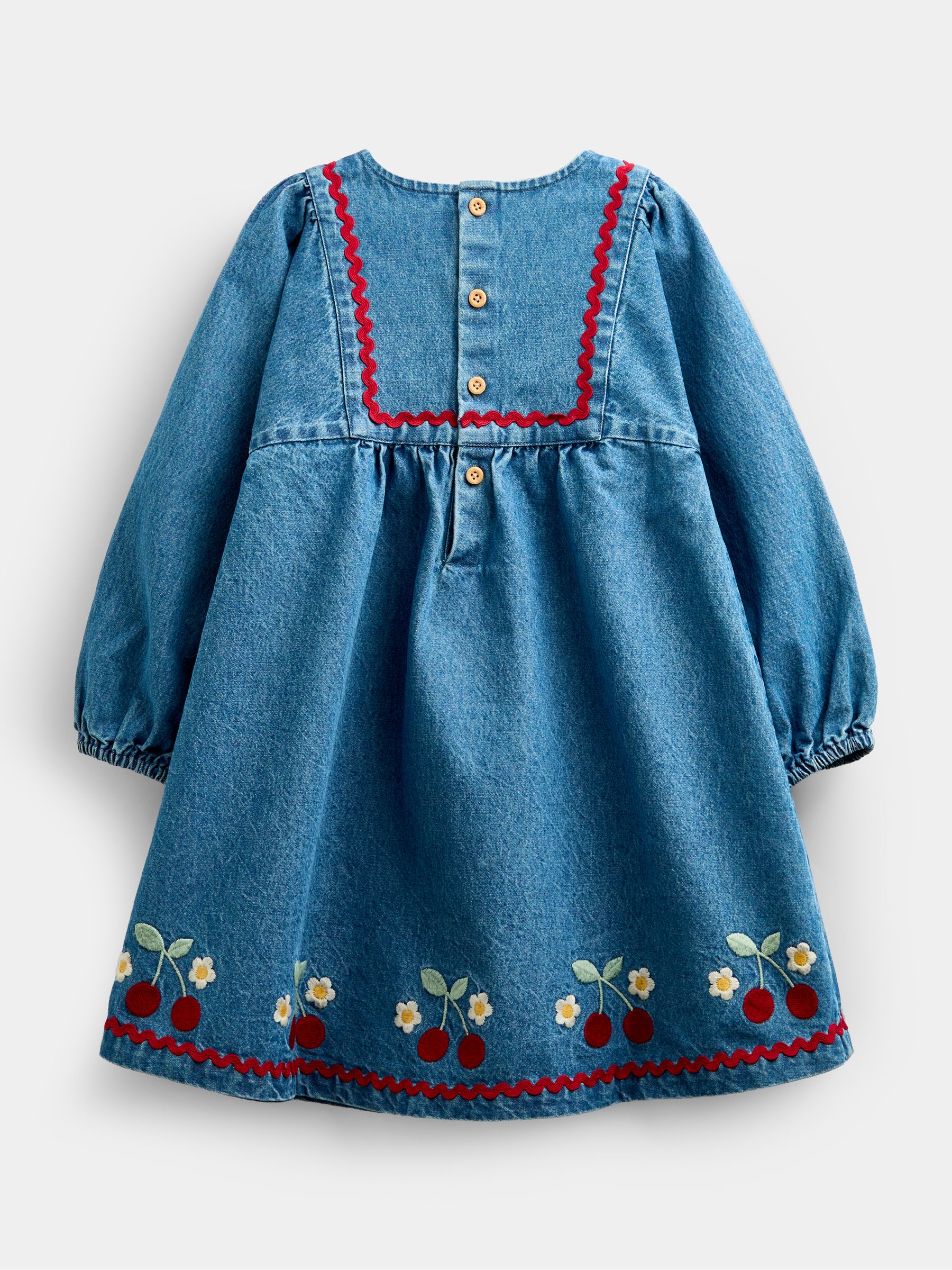 Denim Cherry Embroidered Denim Dress & Quilted Waistcoat - Image 5 of 9