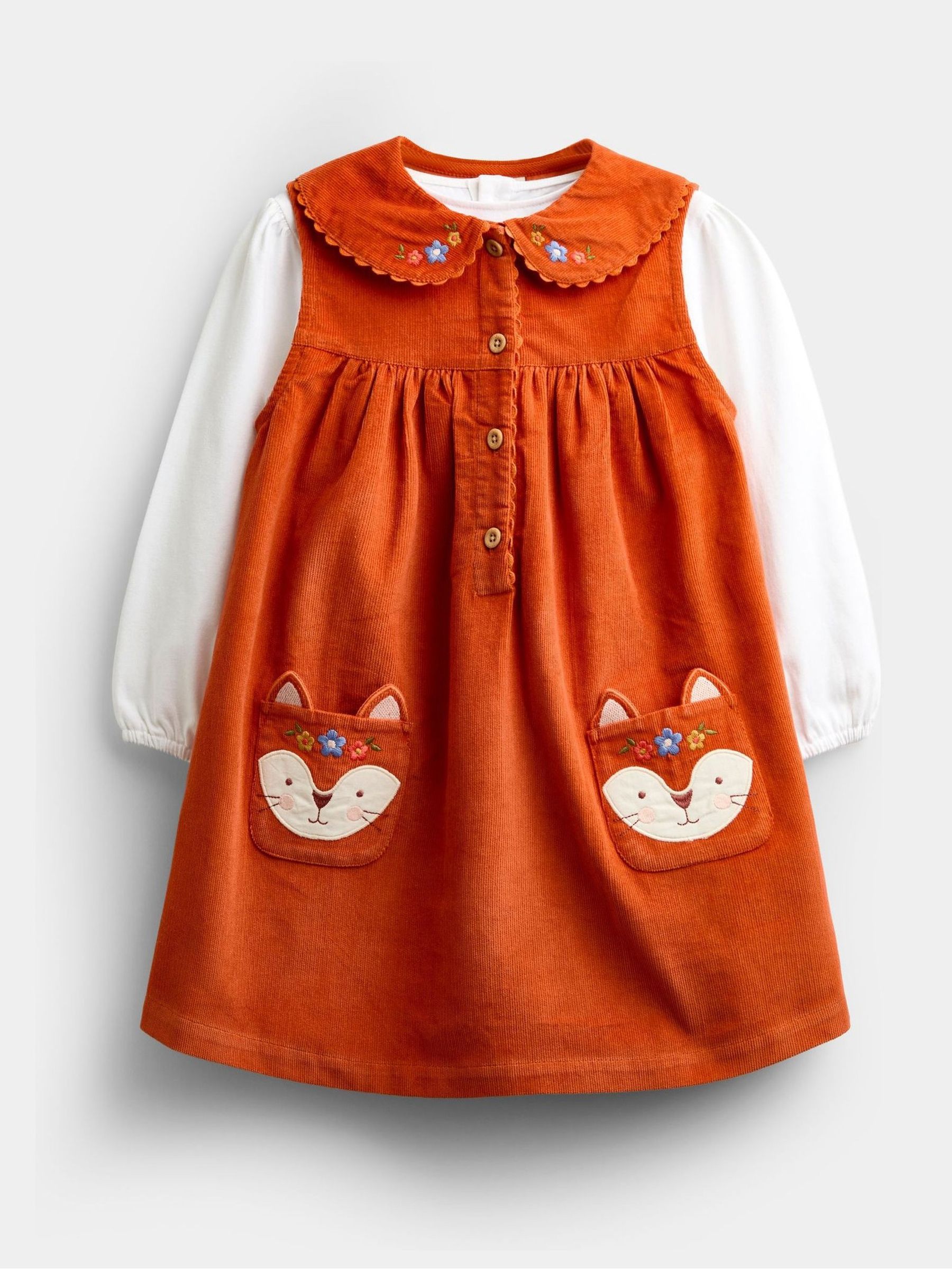 Rust Orange Fox Pocket Baby Dress & Body Set - Image 1 of 6