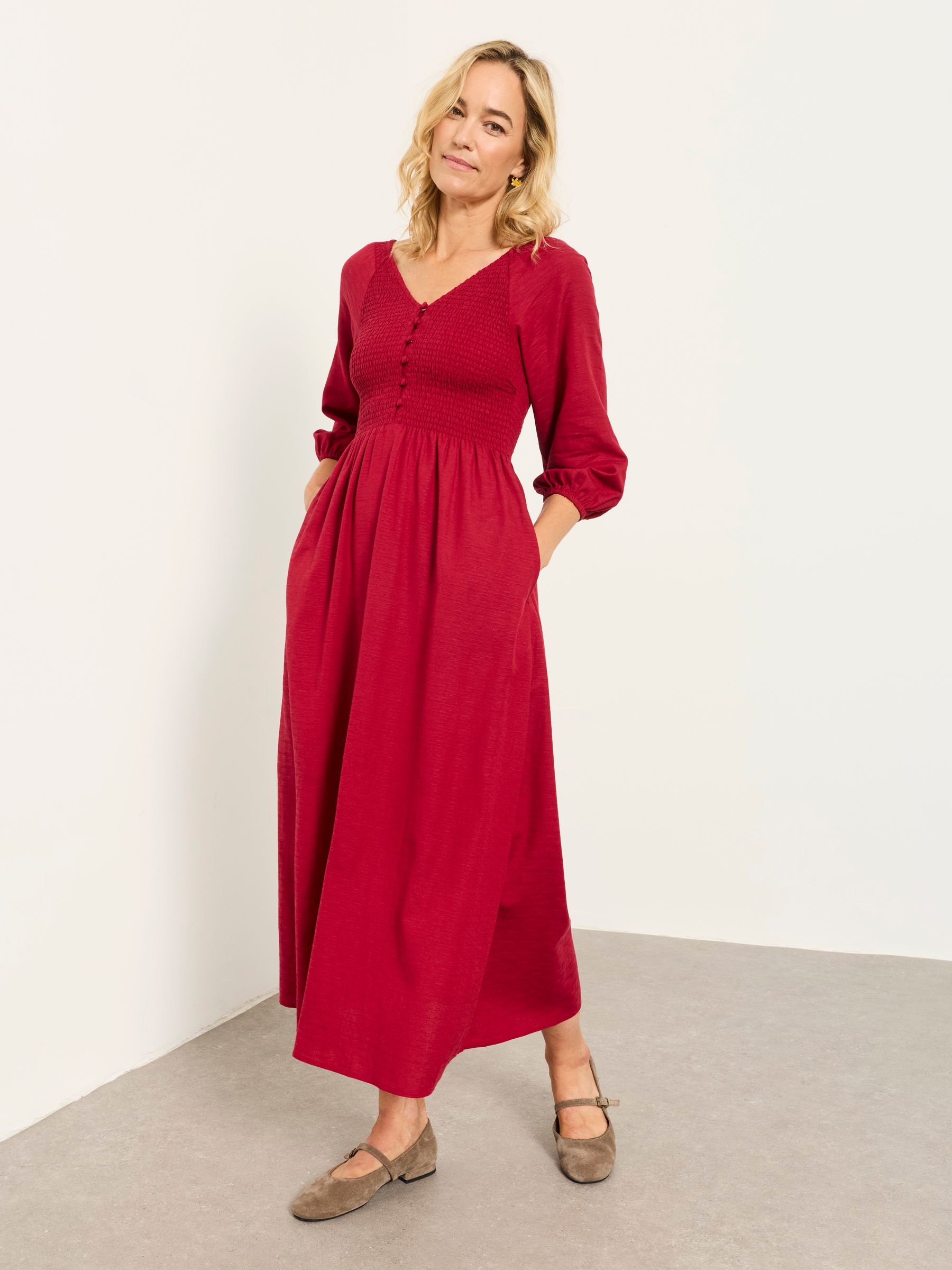 Adele Red Petite Midi Dress - Image 1 of 5