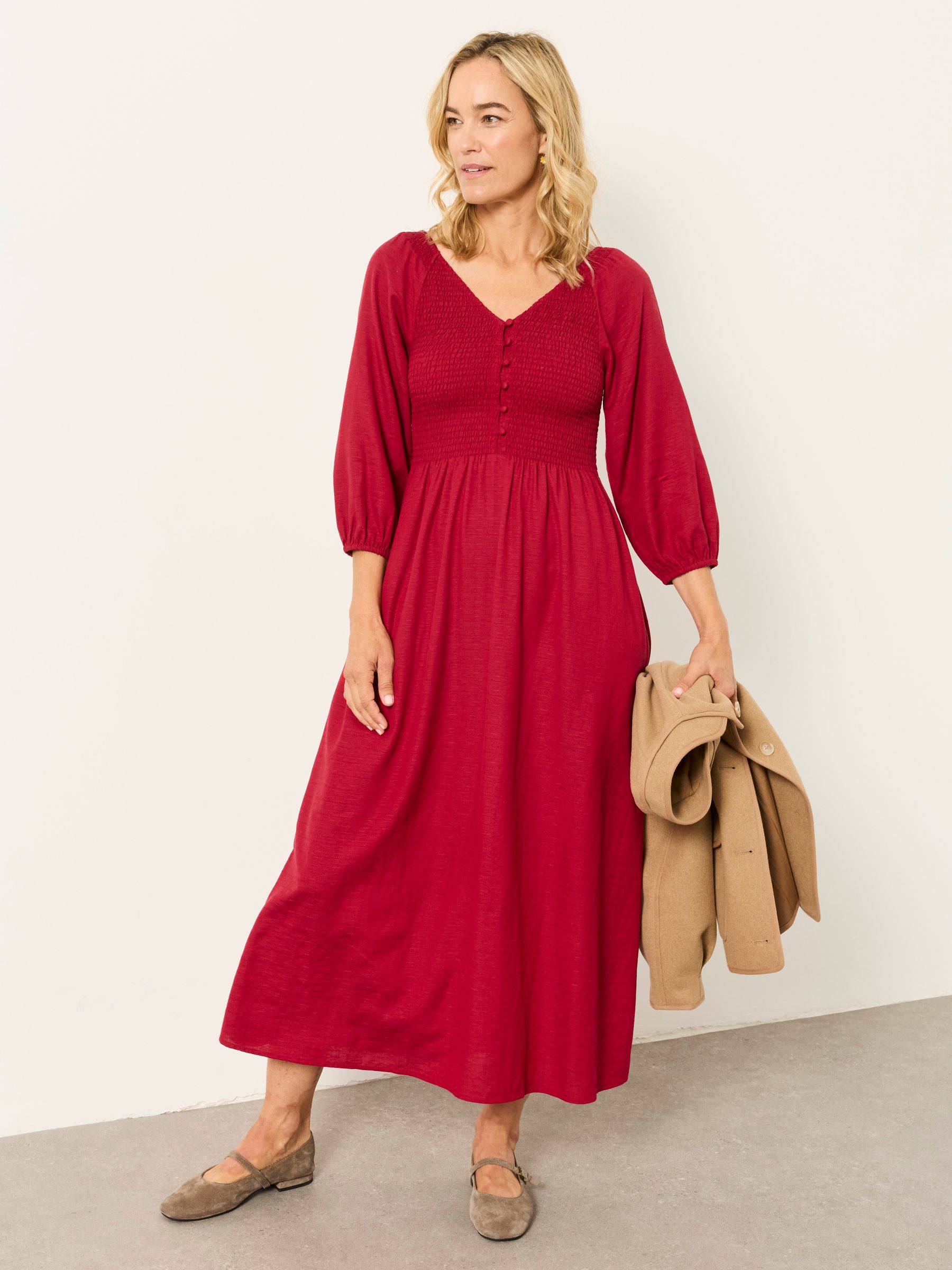 Adele Red Petite Midi Dress - Image 3 of 5