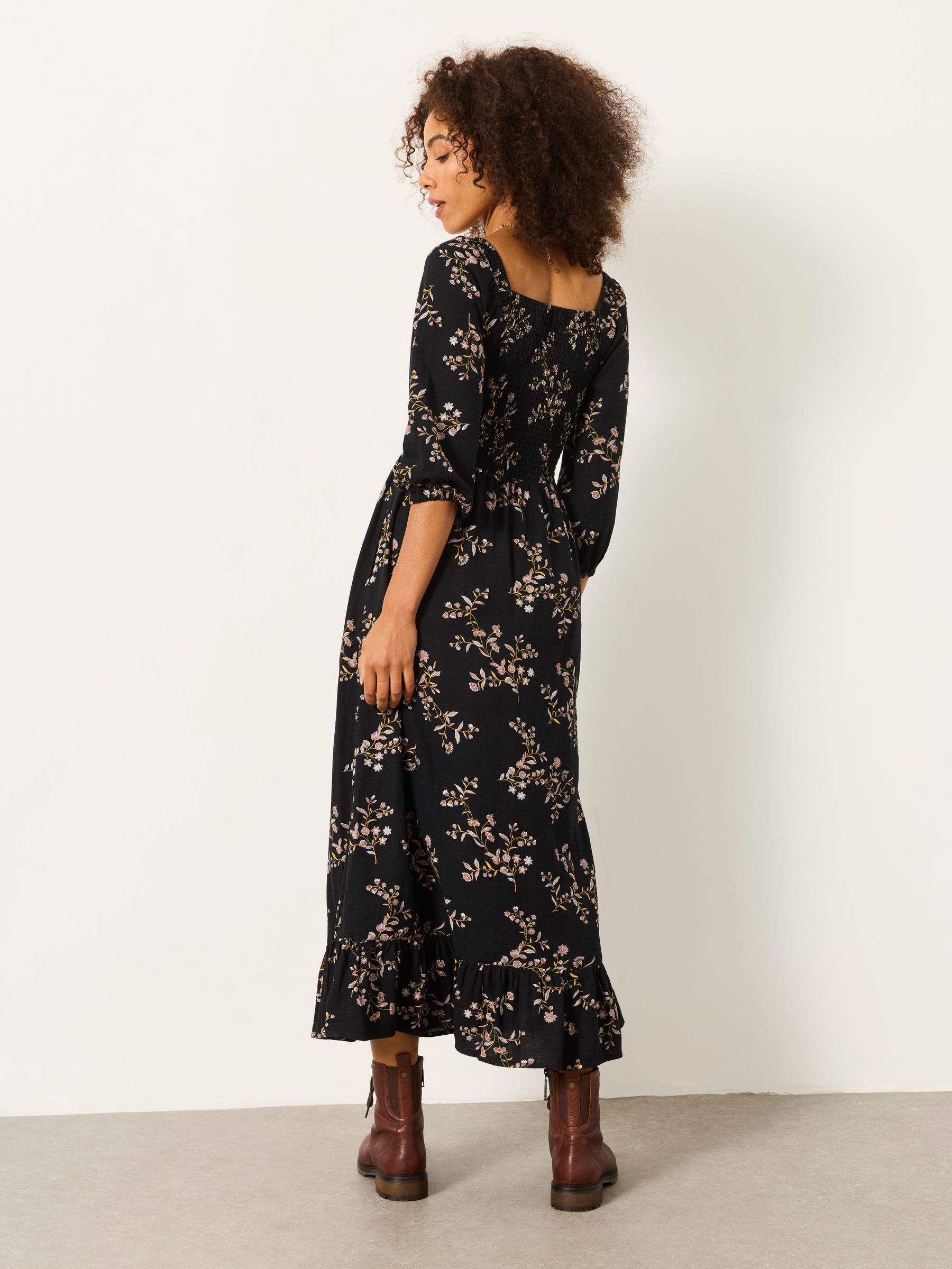 Adele Black Vintage Floral Petite Midi Dress - Image 2 of 5
