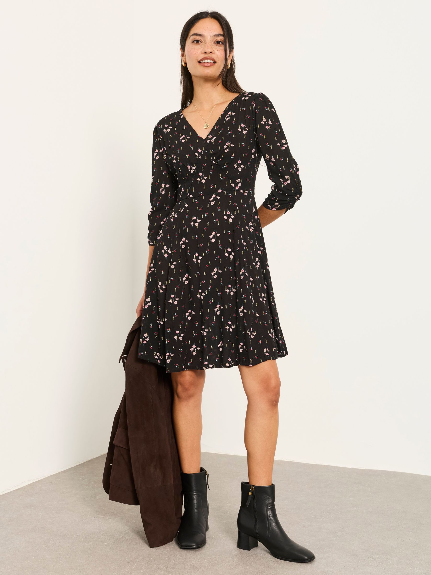 Anya Black Roses Petite Spot Dress - Image 1 of 6