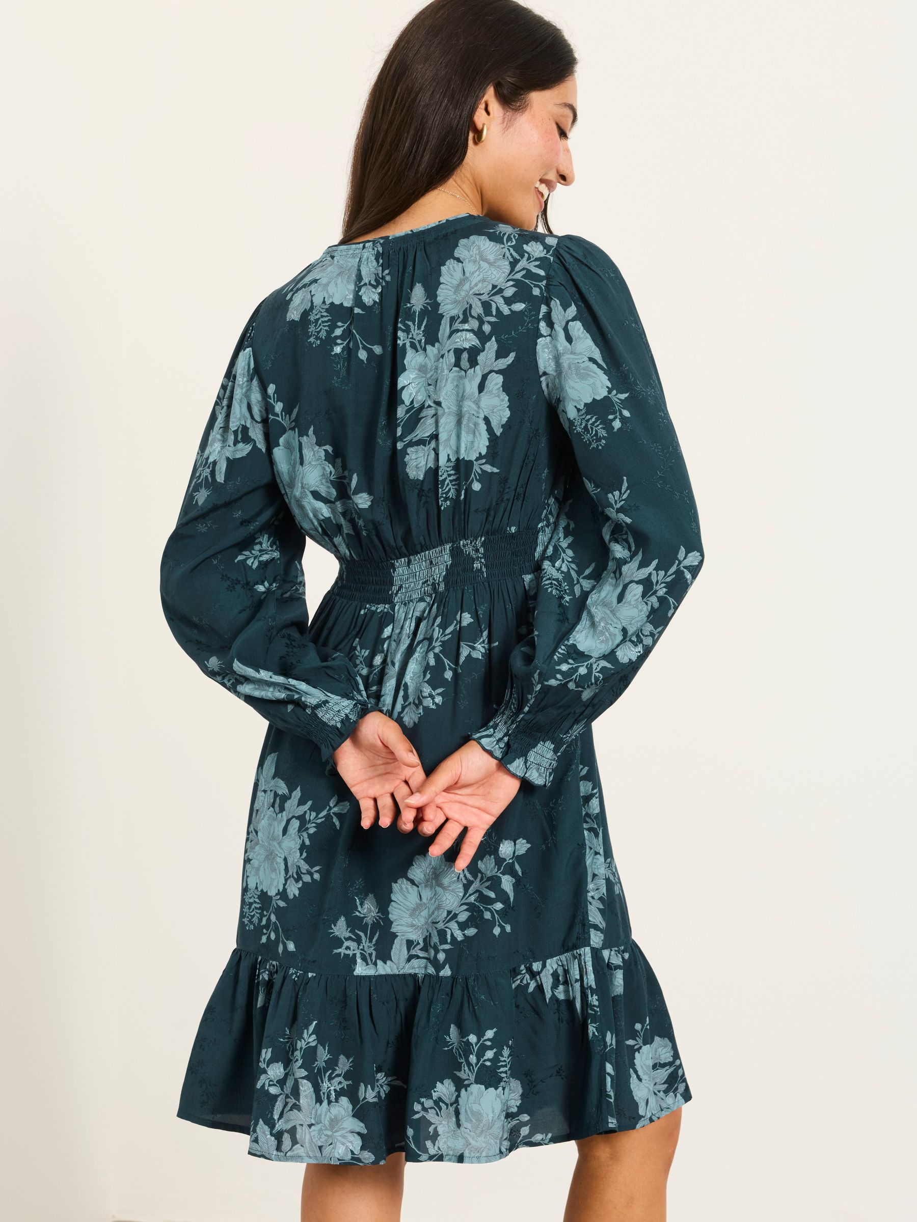 Peggy Teal Blue Trailing Rose Petite Dress - Image 2 of 6