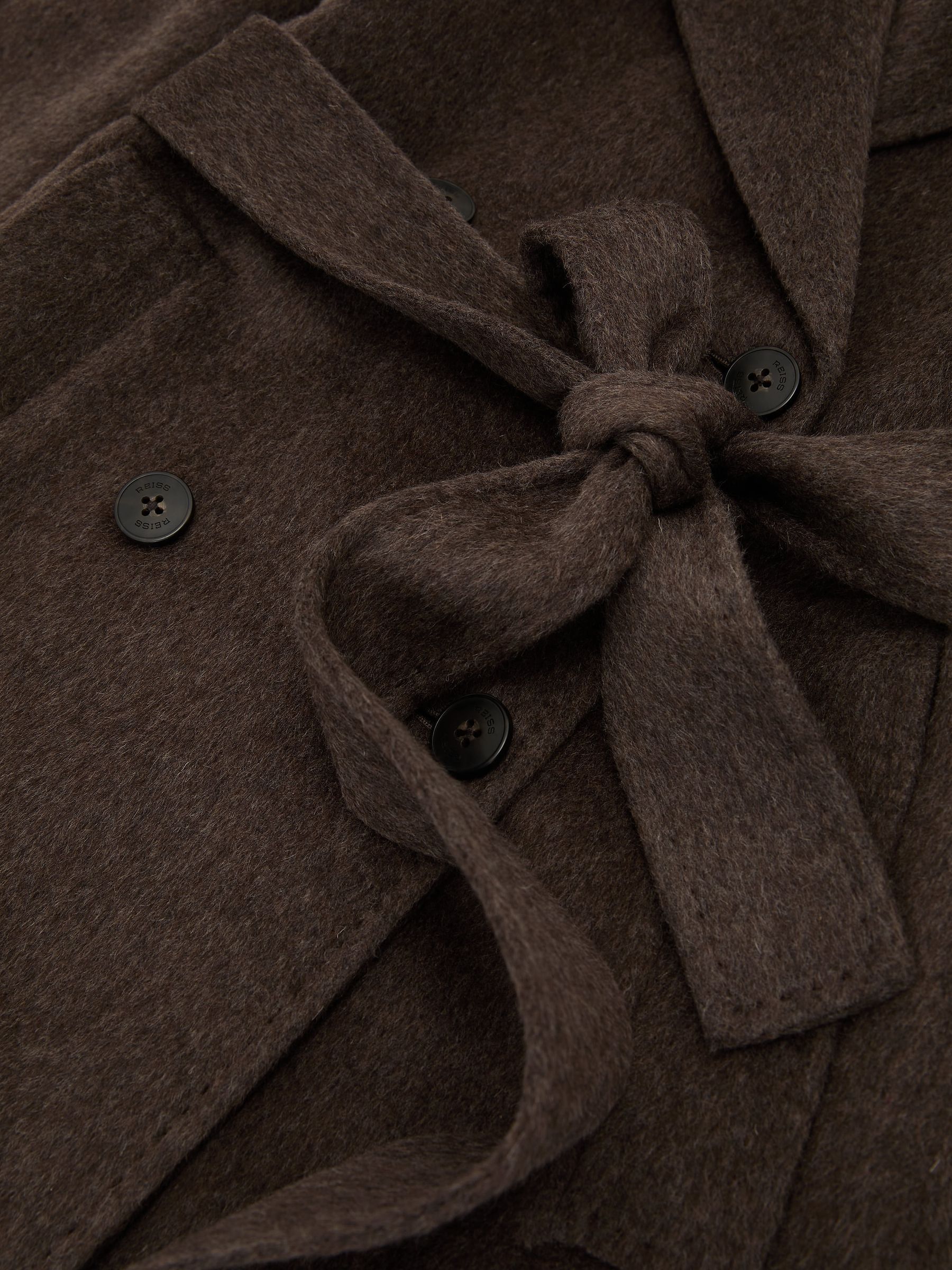 Double-Breasted Blind-Seam Coat Wool-Blend with Cashmere in Mocha Brown - Image 8 of 8