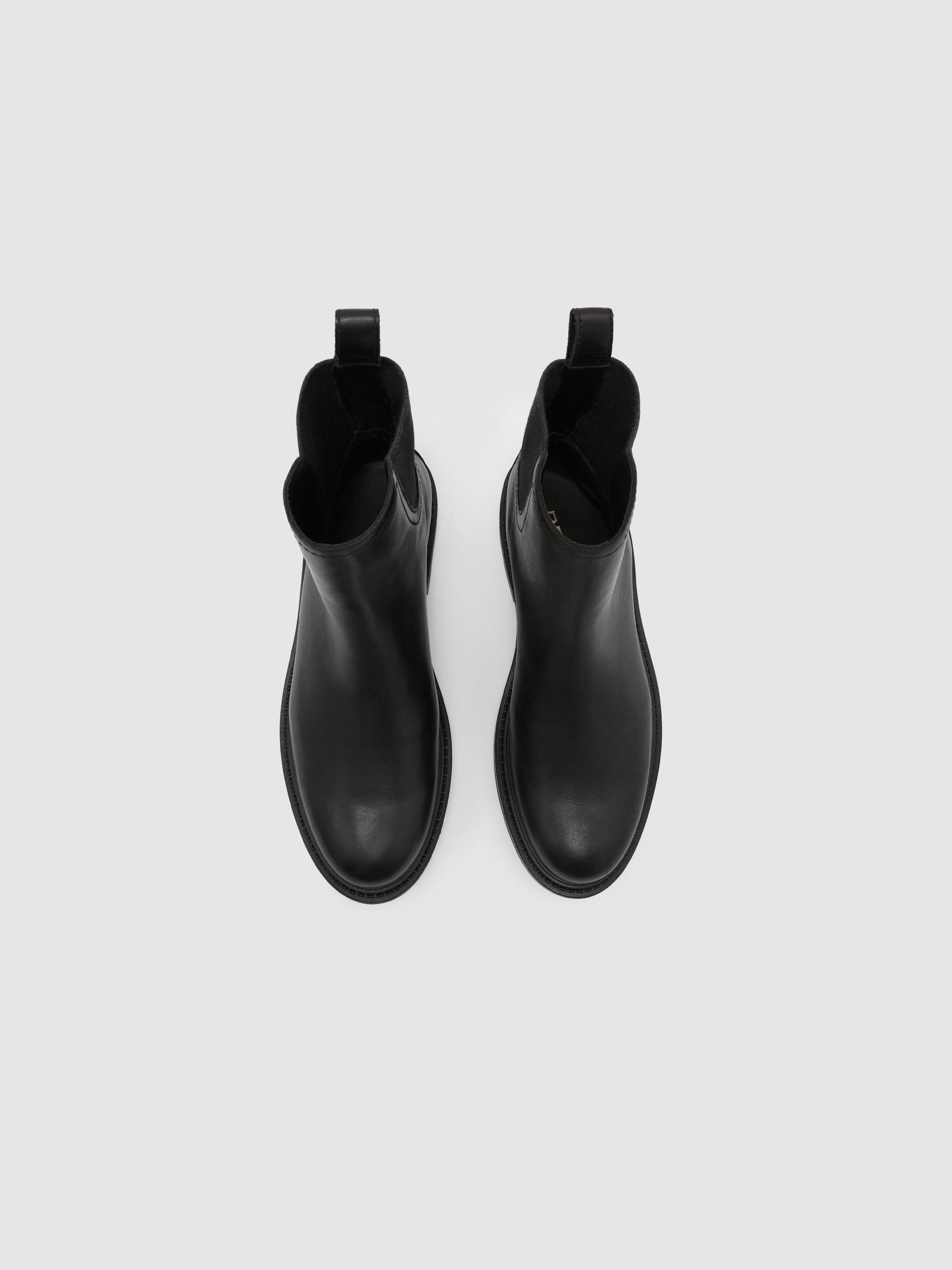 Leather Flat Ankle Boots in Black - Image 3 of 6