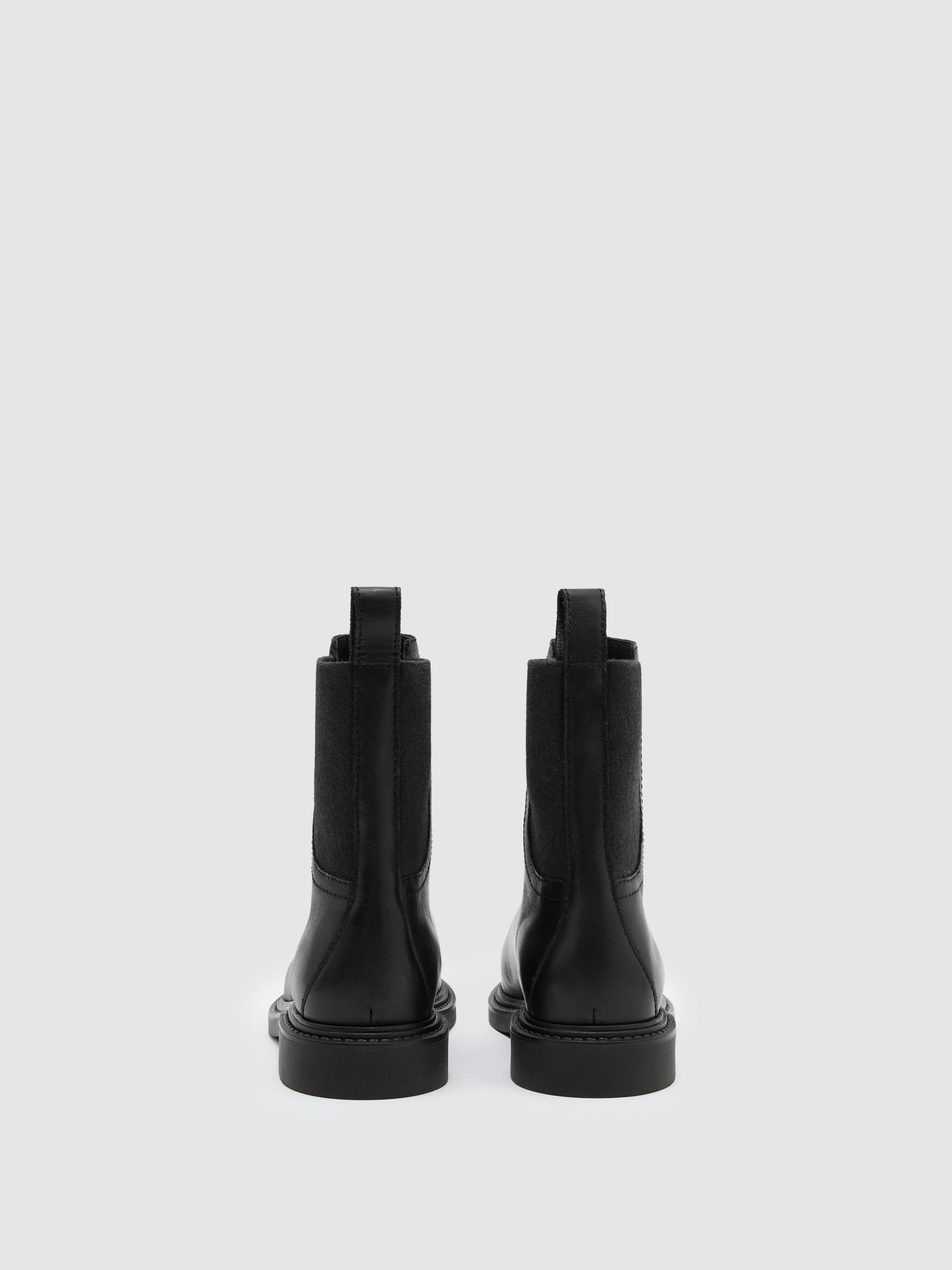 Leather Flat Ankle Boots in Black - Image 5 of 6