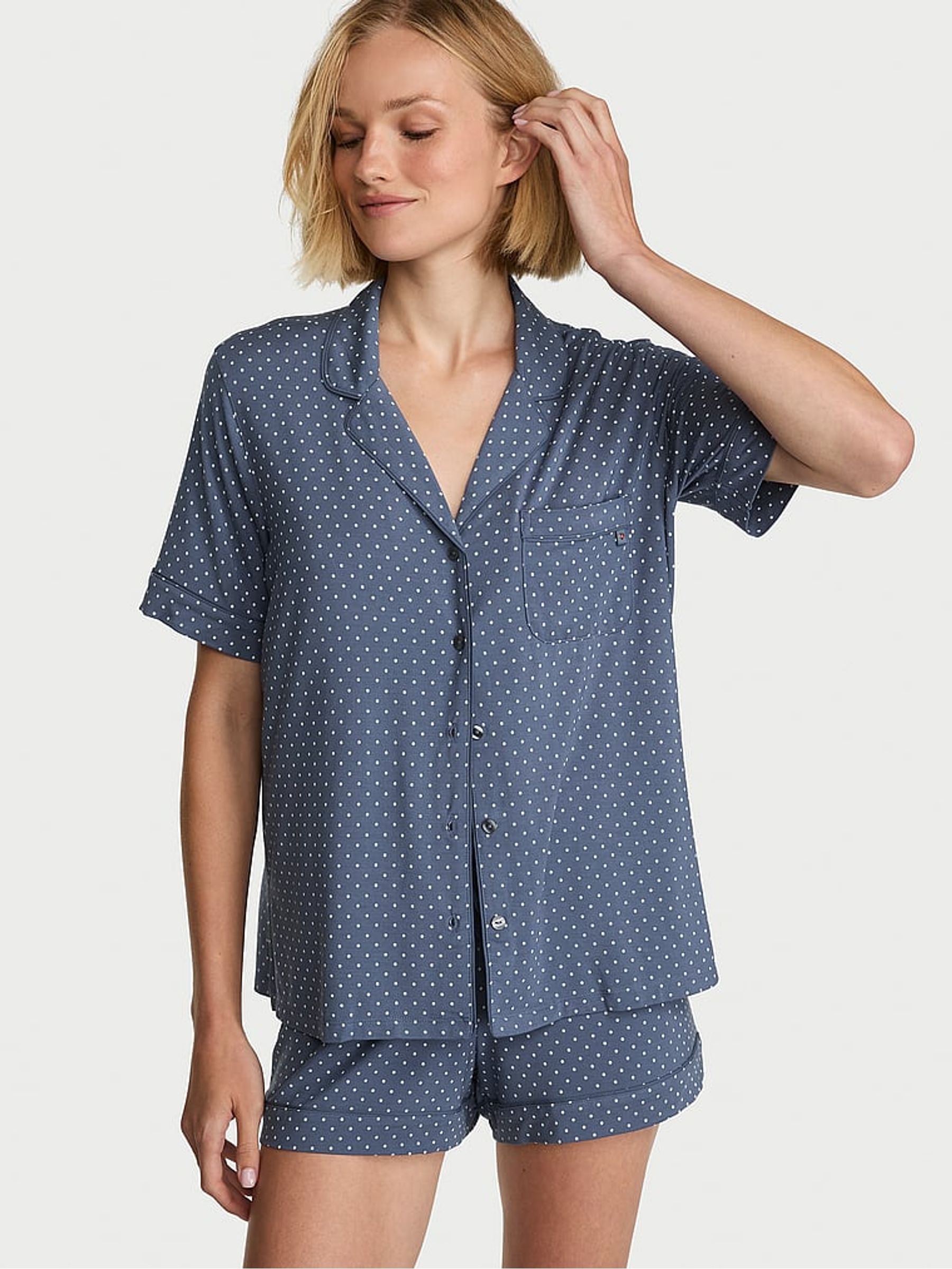 Bluestream Polka Dot Modal Short Pyjamas Set - Image 1 of 3 Bluestream Polka Dot Modal Short Pyjamas Set - Image 1 of 3