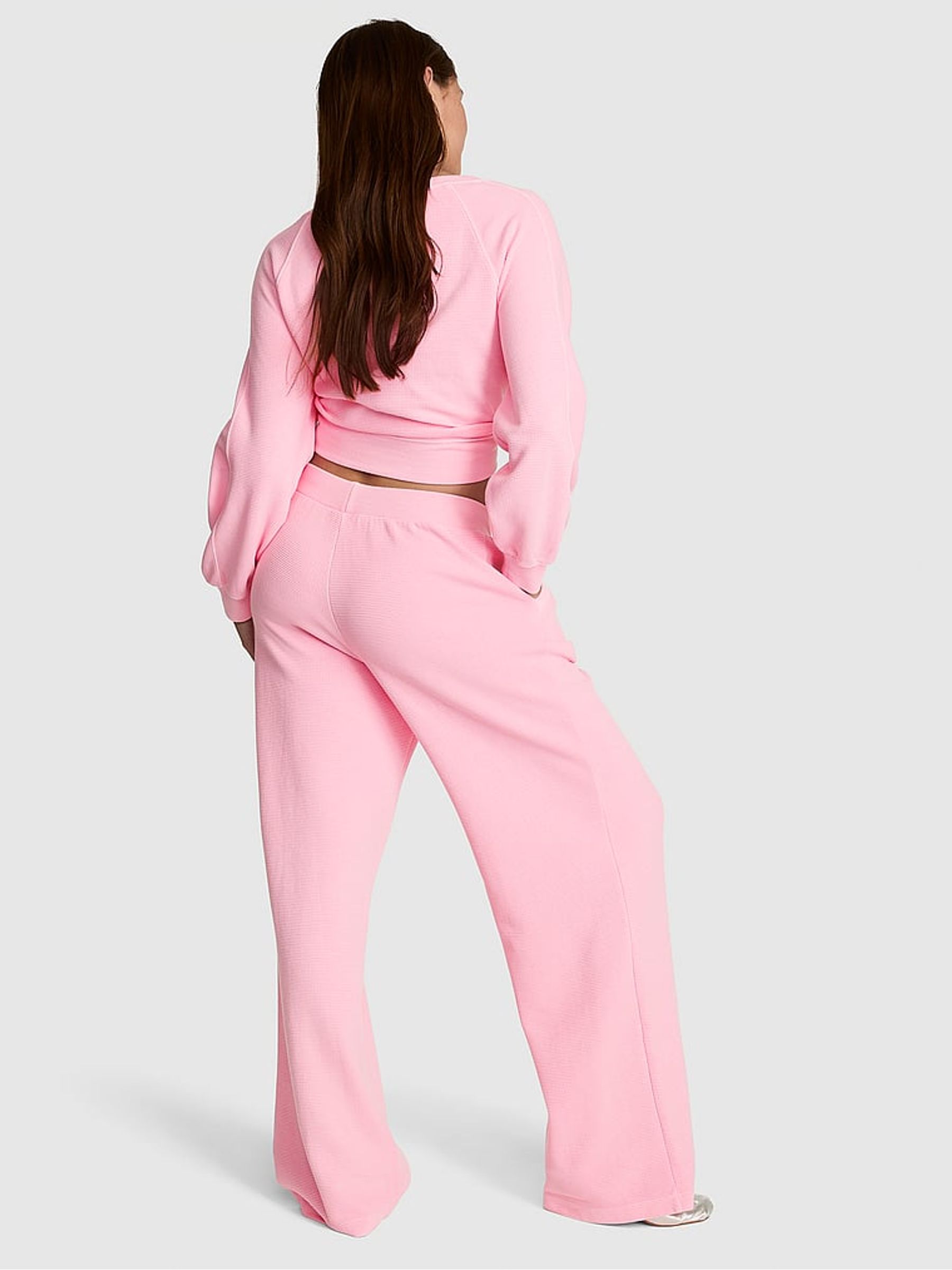 Victoria Pink Wide Leg Oversized Waffle Joggers - Image 2 of 2