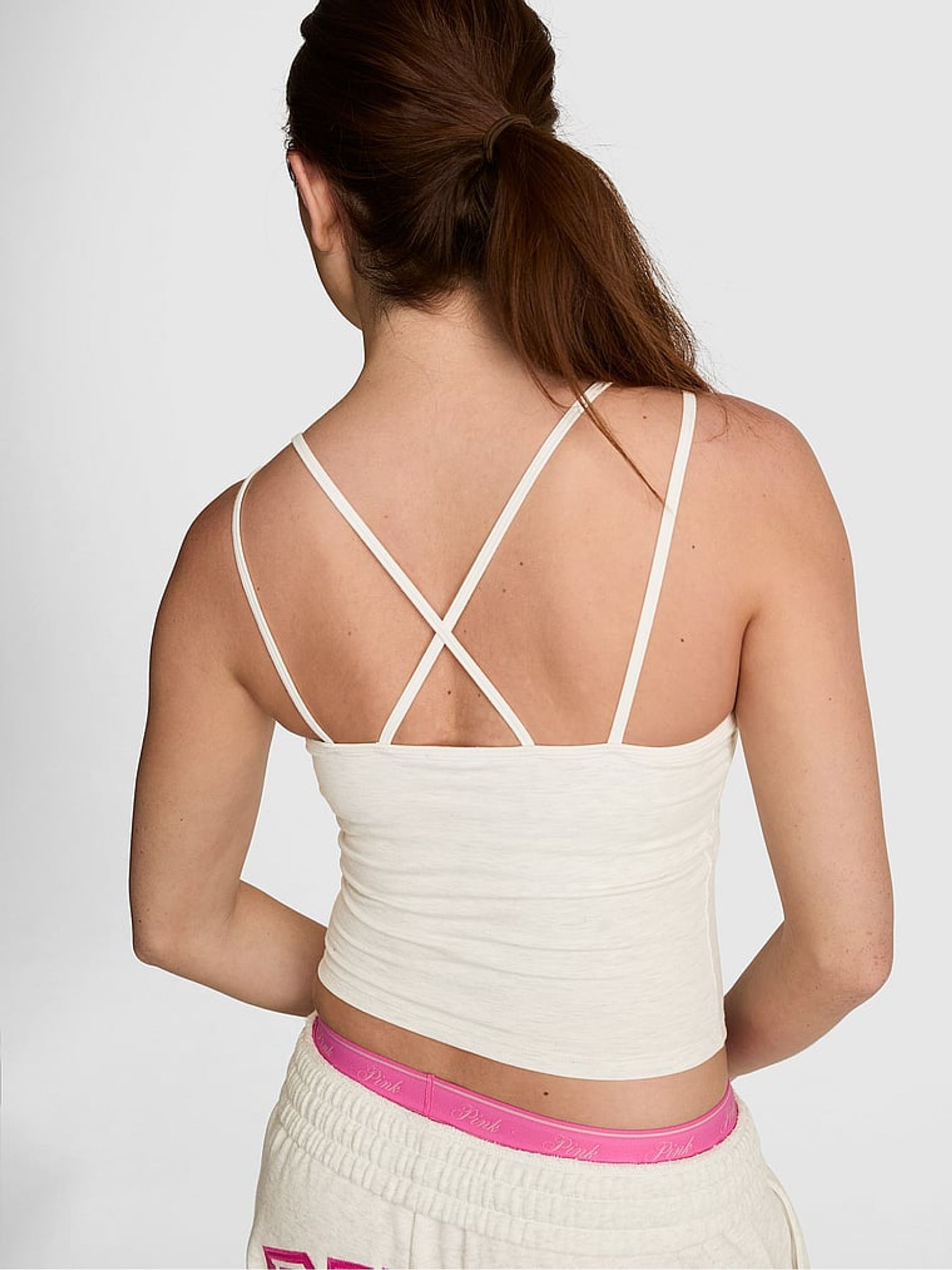 Snow Heather Grey Cotton Cross Back Tank Top - Image 2 of 2