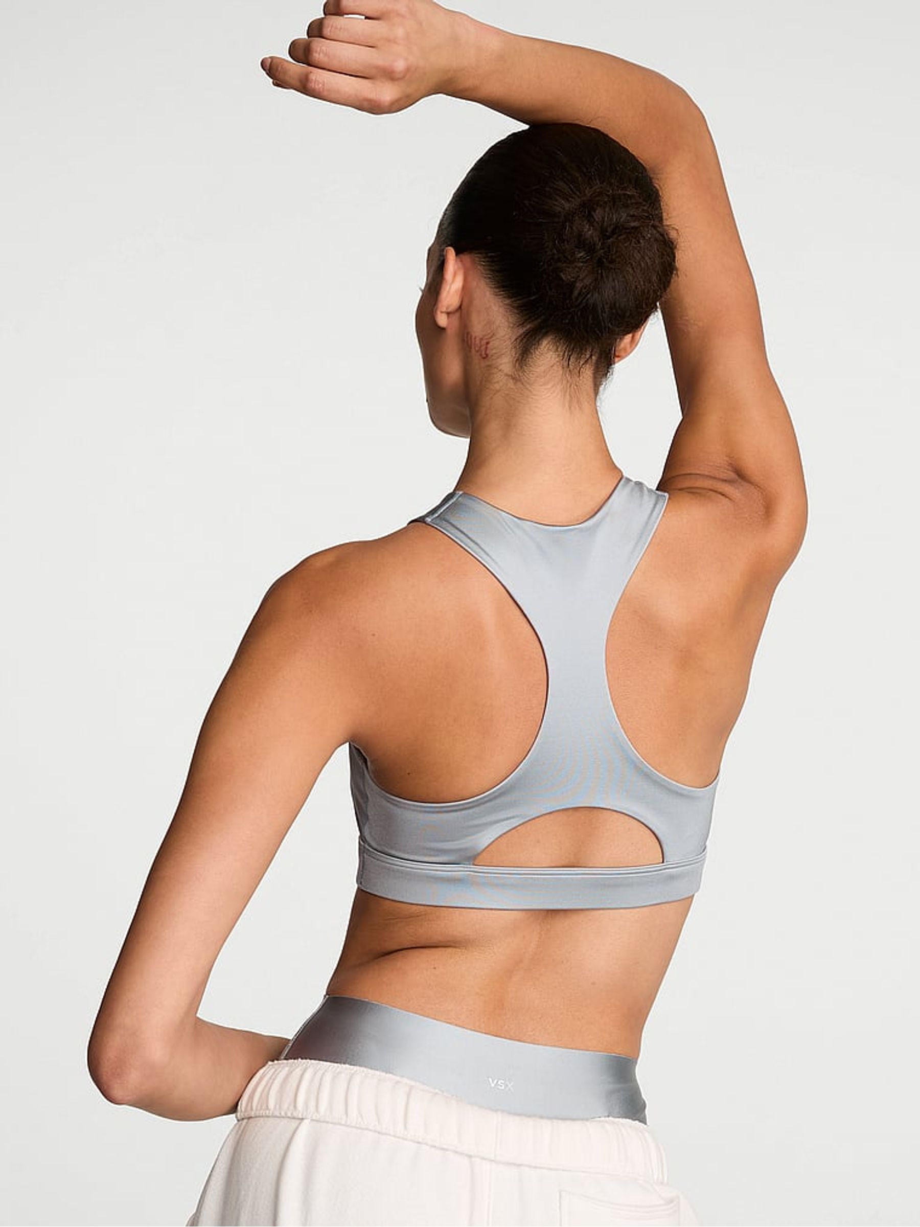 Starstruck Grey GlossyTech™ Cutout Low Impact Sports Bra - Image 3 of 3 Starstruck Grey GlossyTech™ Cutout Low Impact Sports Bra - Image 3 of 3