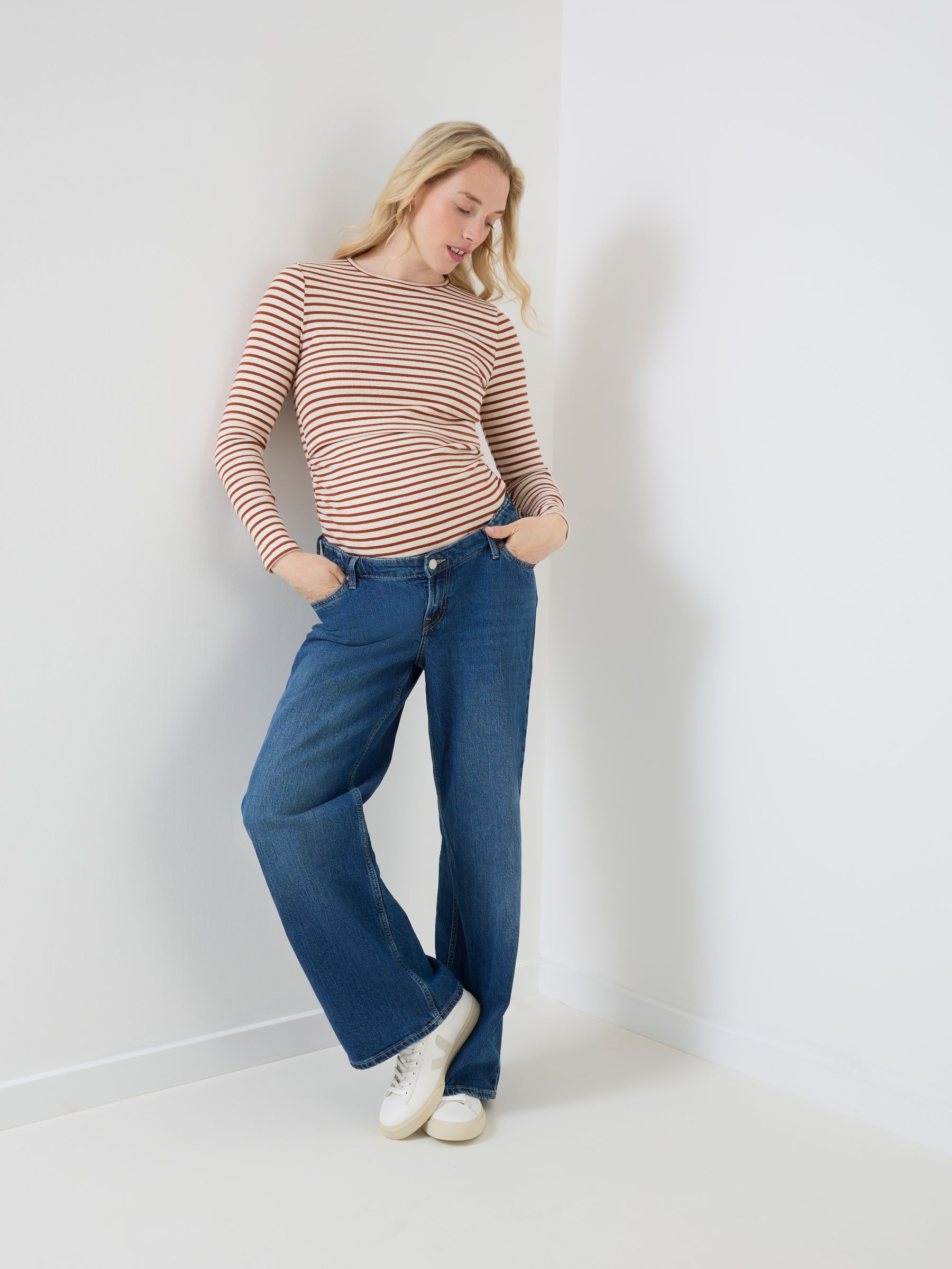 Rust Orange 2 Pack Long Sleeve Ribbed Crew Neck Nursing Top - Image 4 of 10