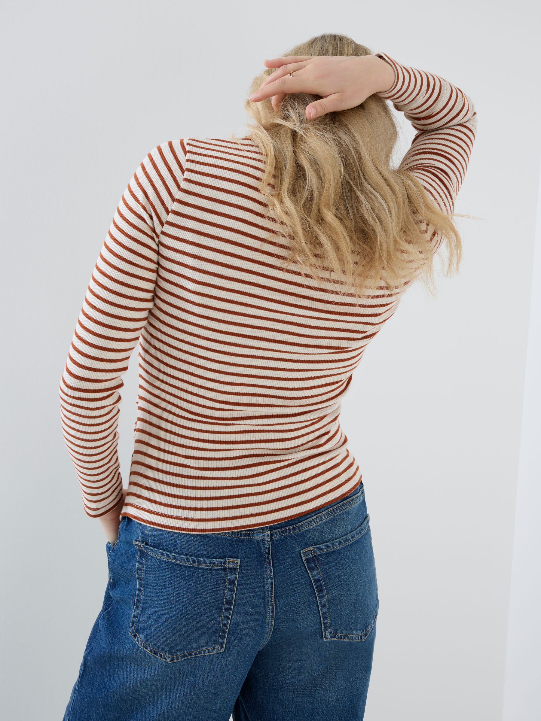 Rust Orange 2 Pack Long Sleeve Ribbed Crew Neck Nursing Top - Image 7 of 10