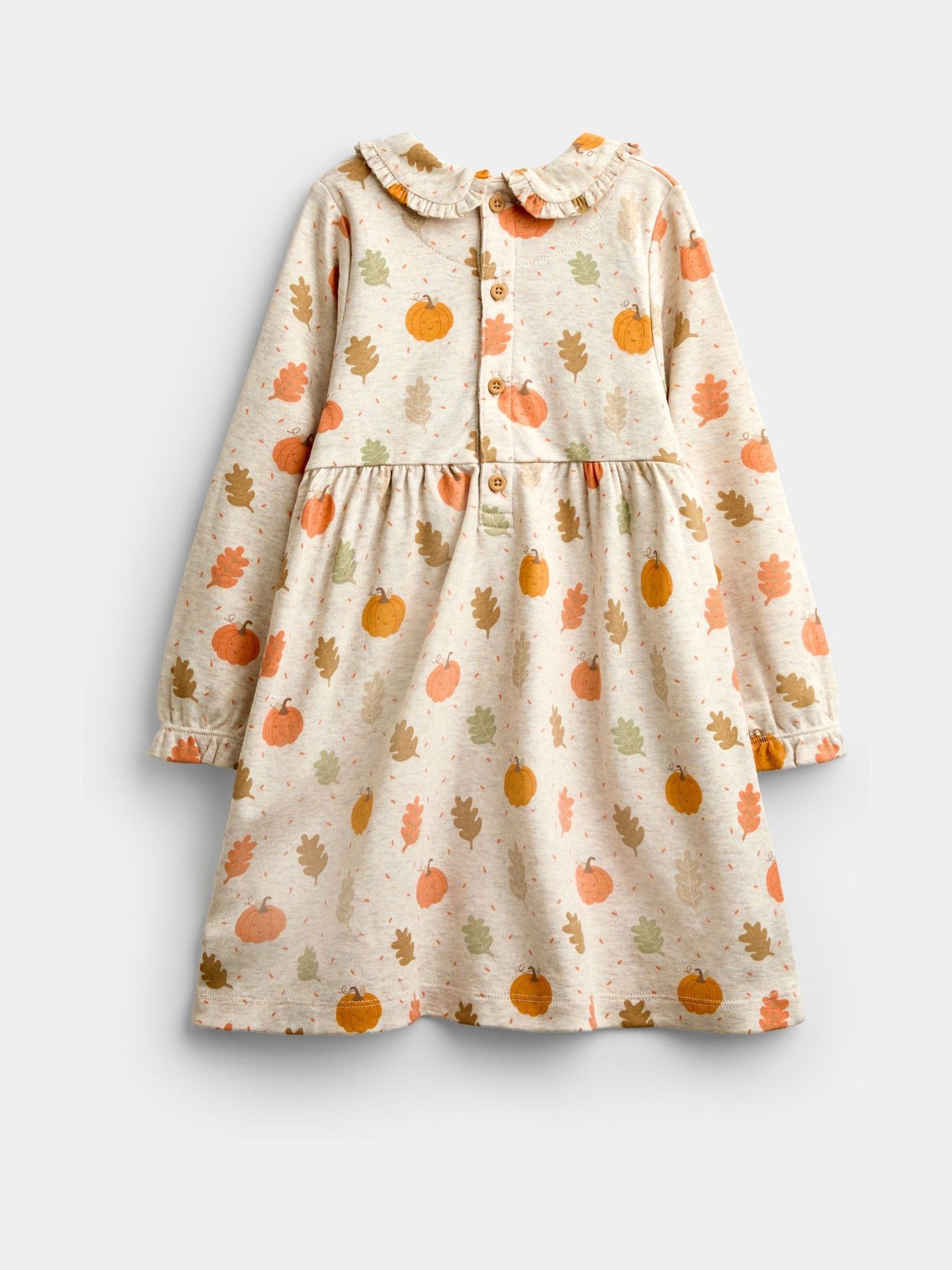Oatmeal Pumpkin Collared Printed Baby Dress & Knicker Set - Image 3 of 7