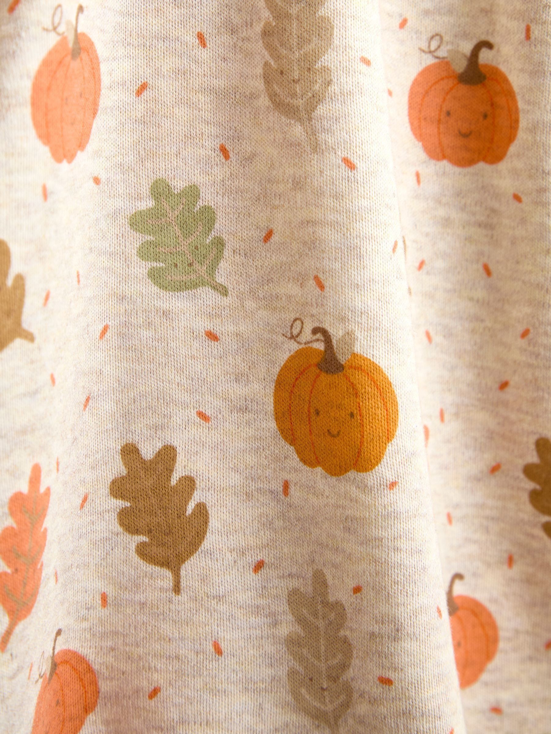 Oatmeal Pumpkin Collared Printed Baby Dress & Knicker Set - Image 7 of 7