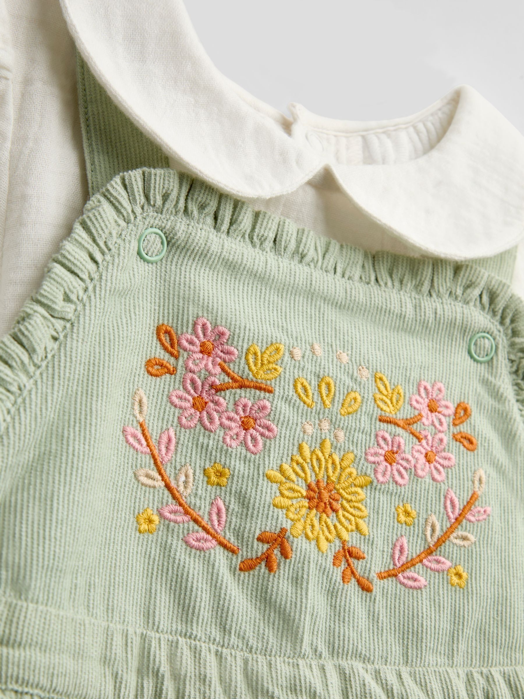 Sage Green Gingham Embroidered Dress Set - Image 10 of 11