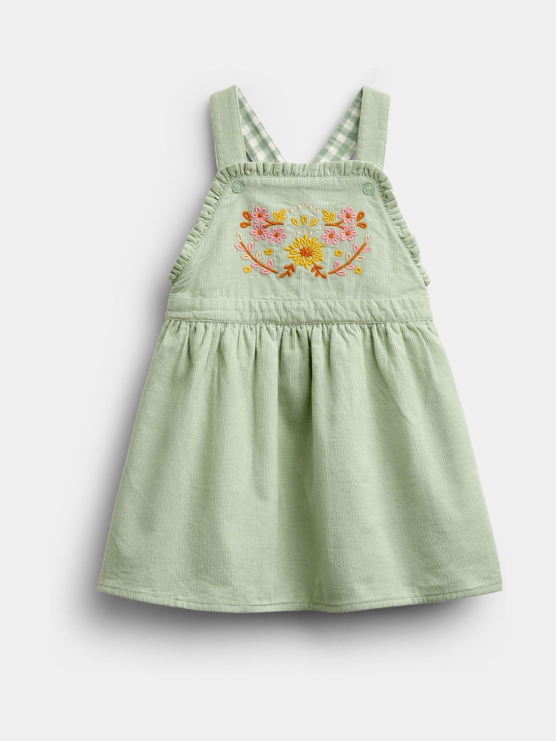 Sage Green Gingham Embroidered Dress Set - Image 6 of 11