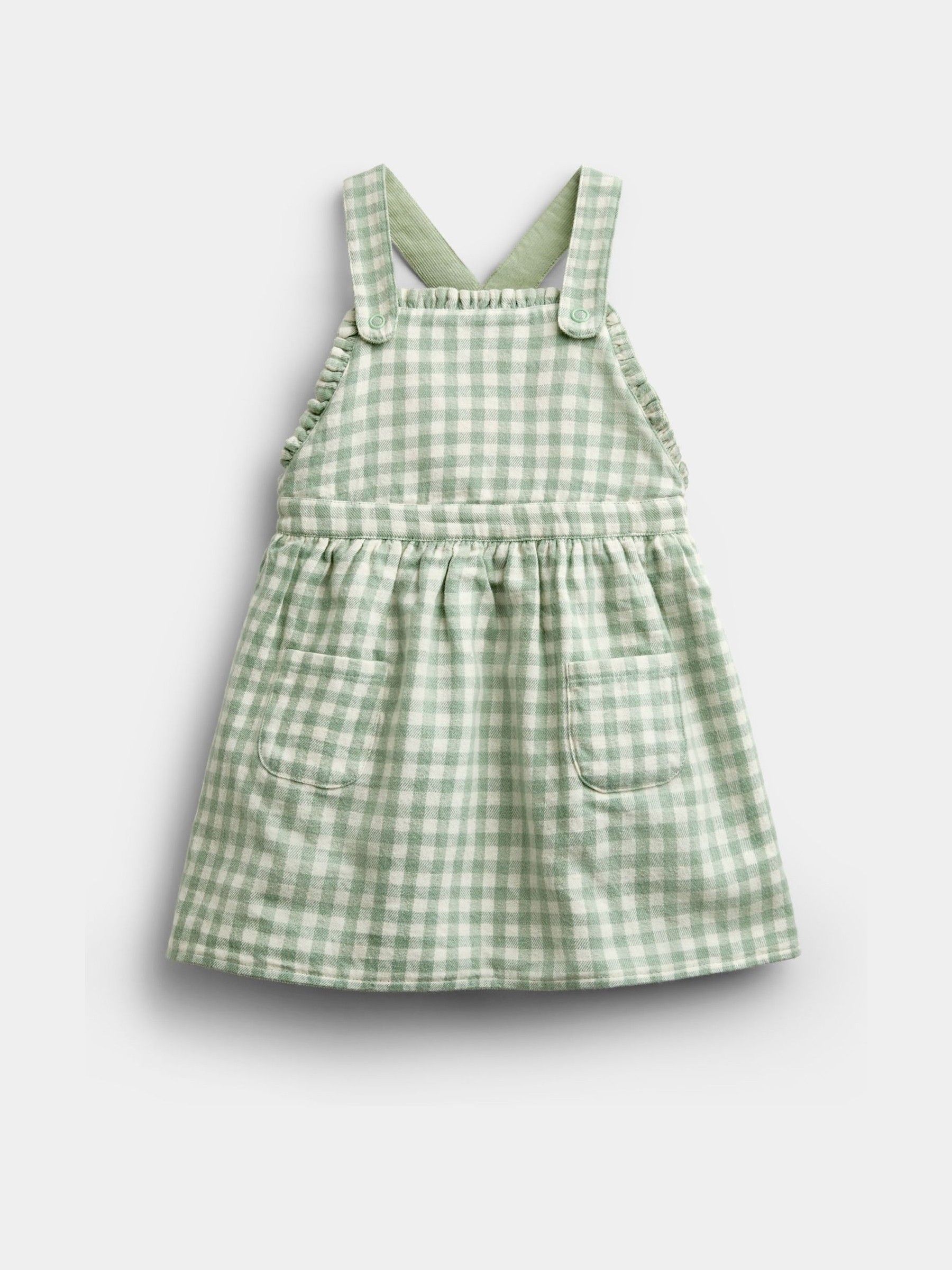 Sage Green Gingham Embroidered Dress Set - Image 7 of 11