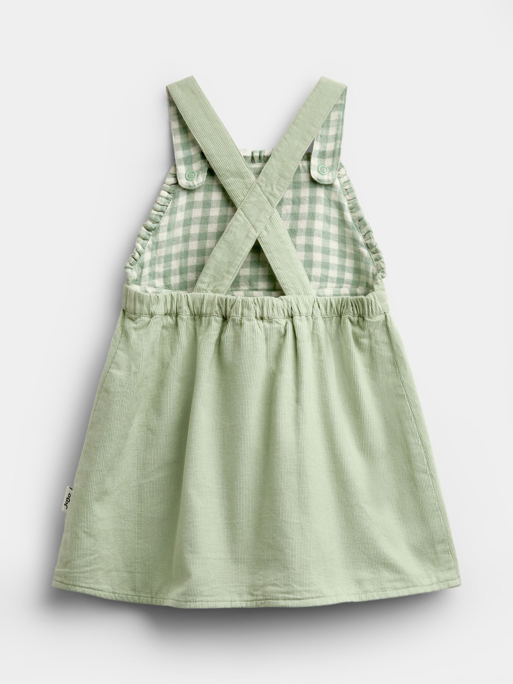 Sage Green Gingham Embroidered Dress Set - Image 8 of 11